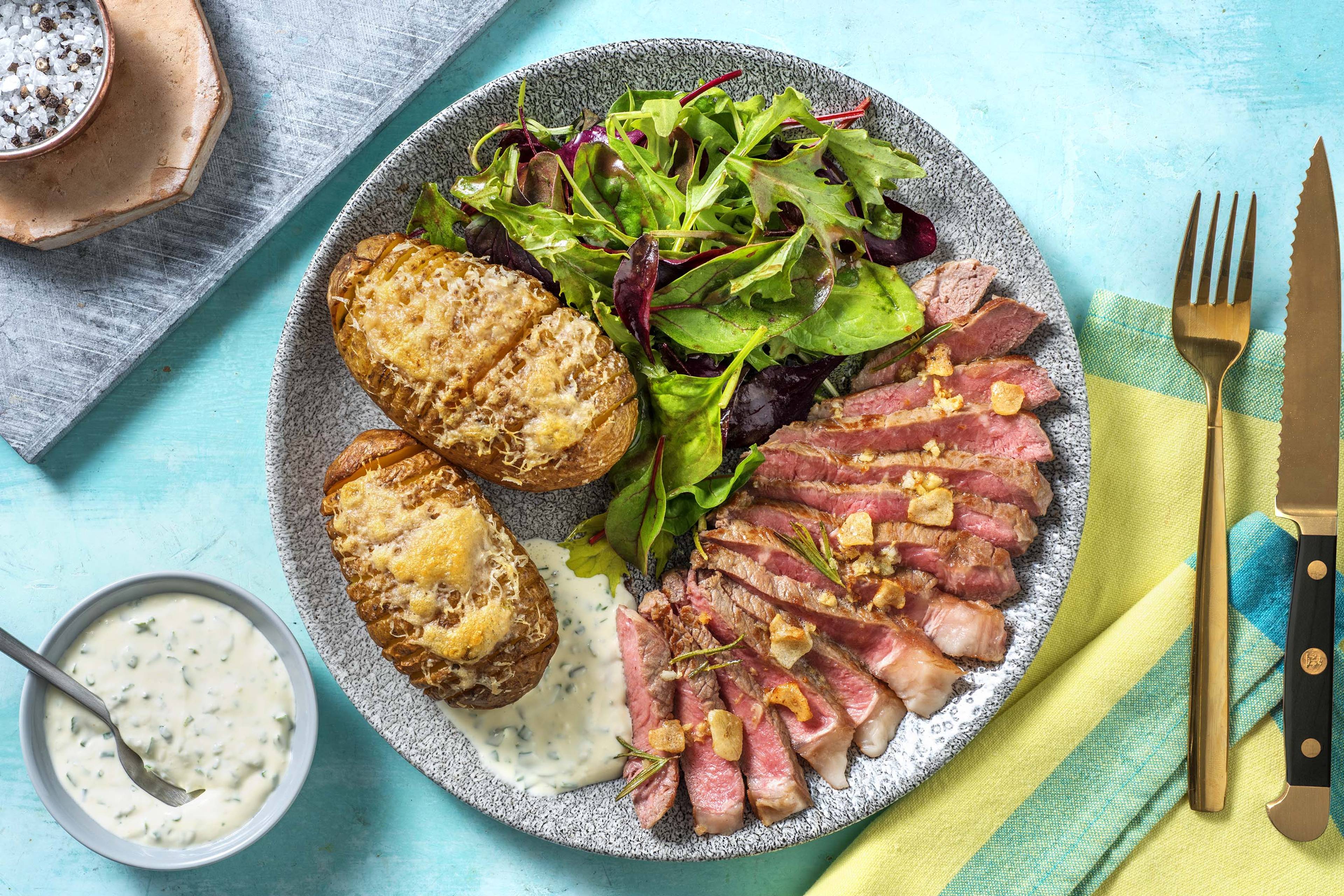 Striploin-Steak mit Rosmarinbutter