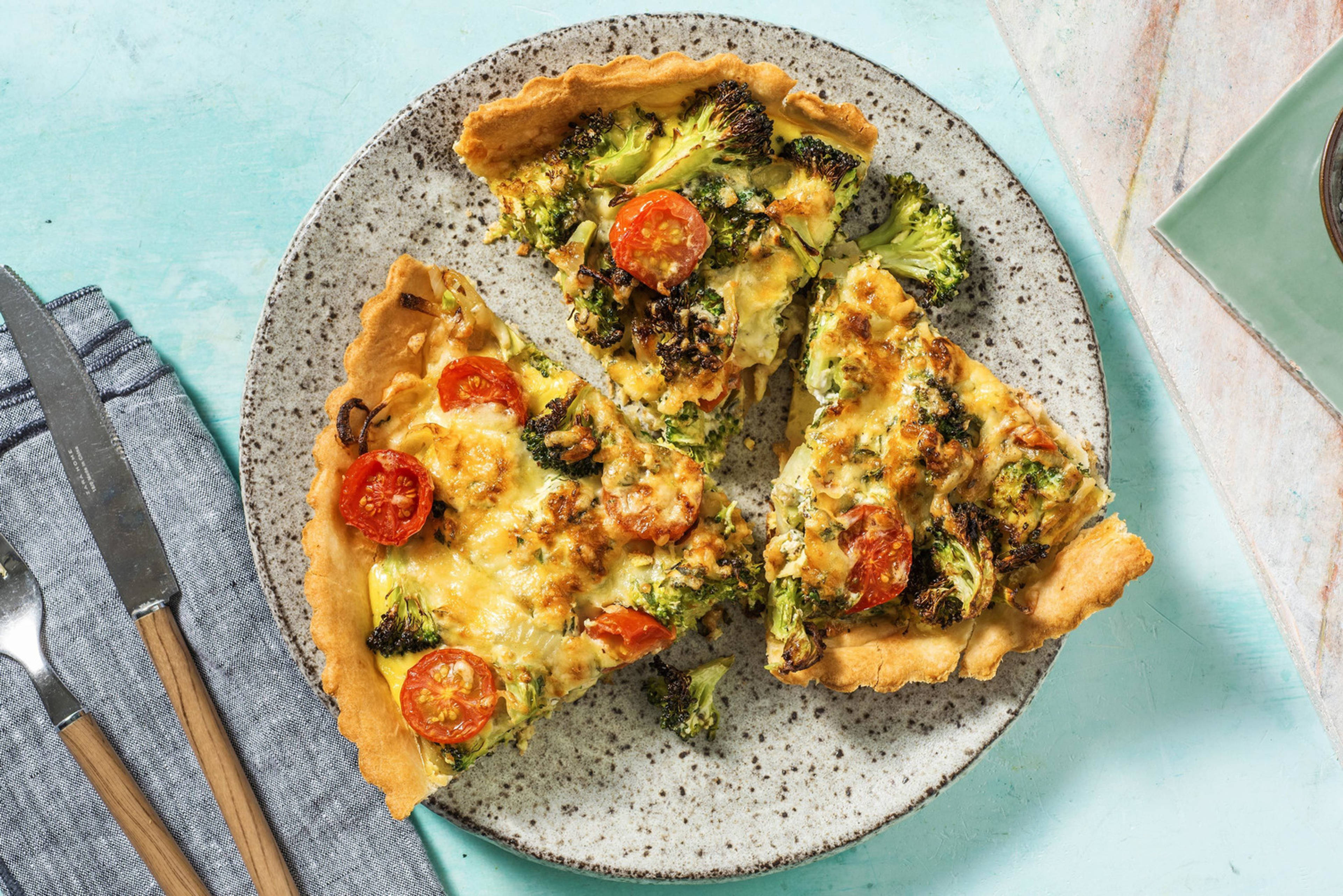 Quiche aux brocolis et tomates cerises