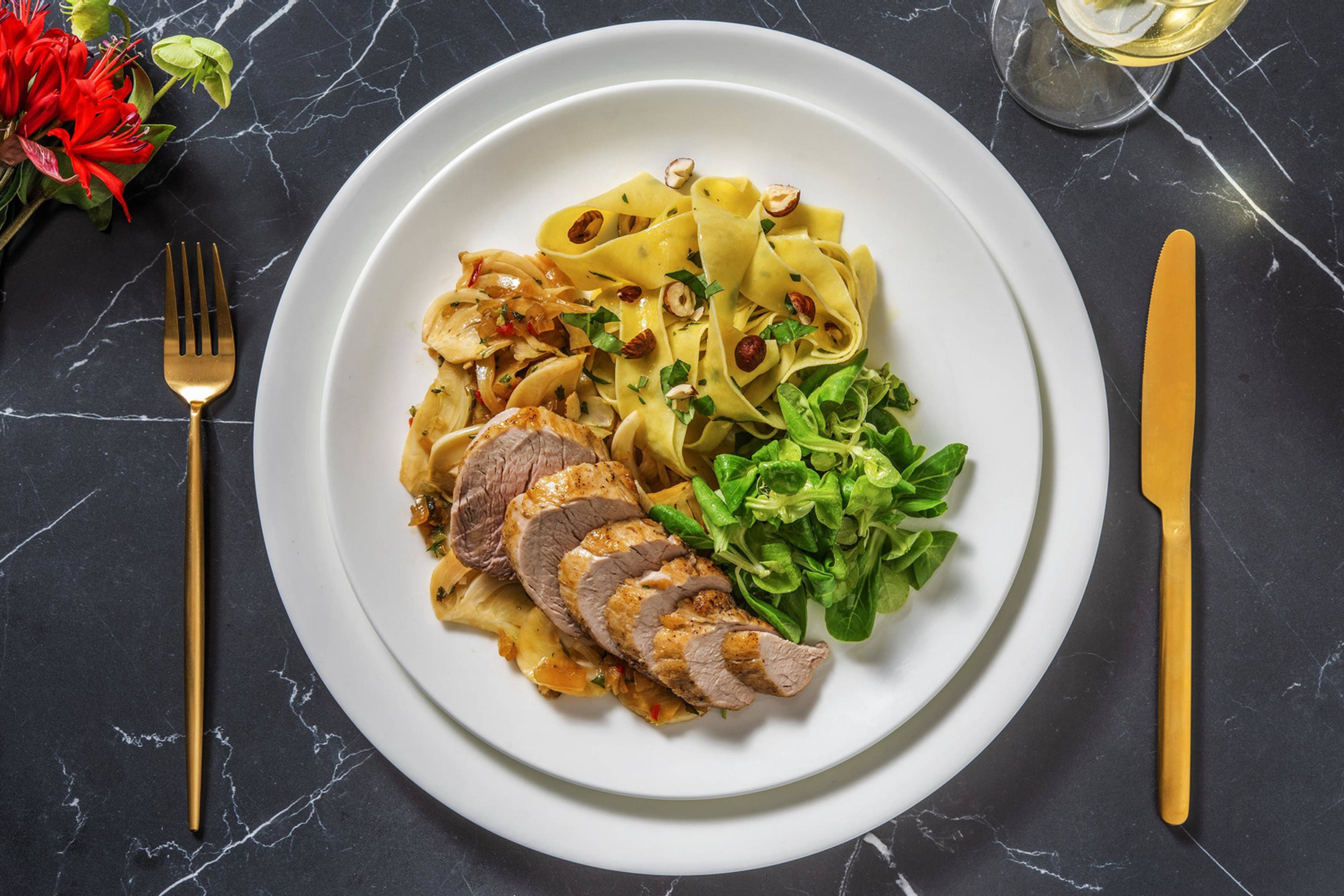 Filet mignon de porc et fenouil à l'étuvée