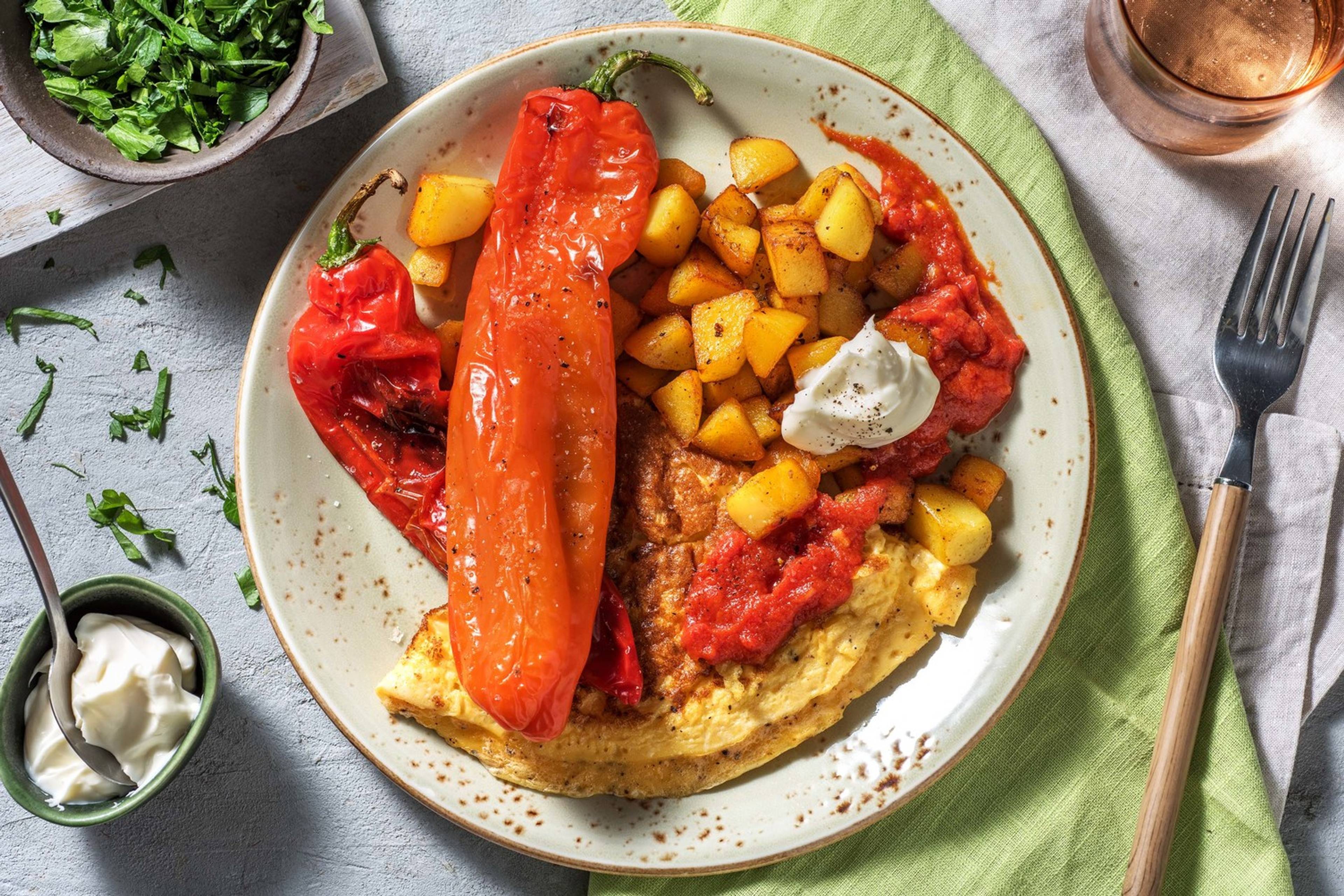 Patatas bravas et cheddar râpé