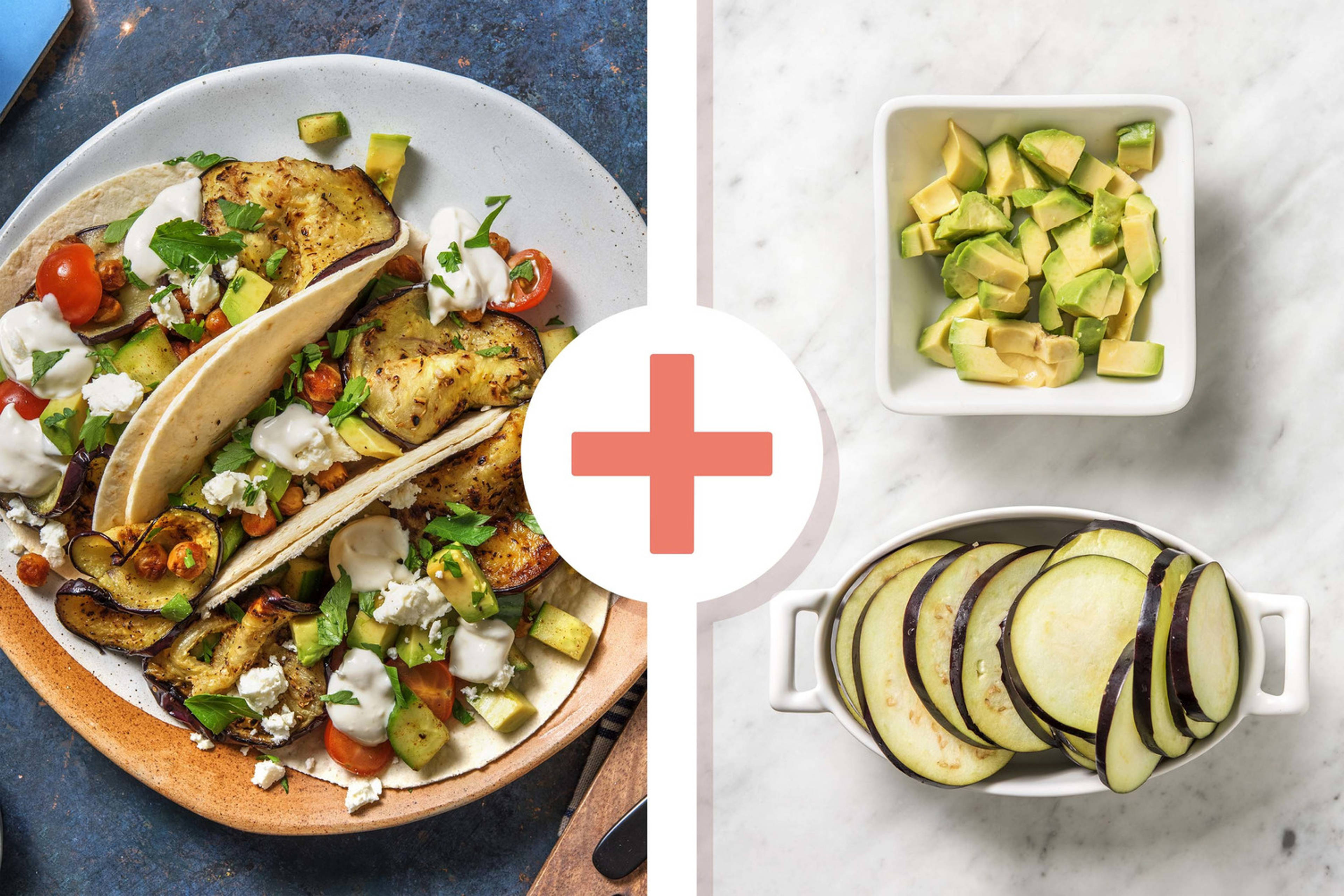 Double veggie - Tortillas garnies d'une salade de pois chiches et feta
