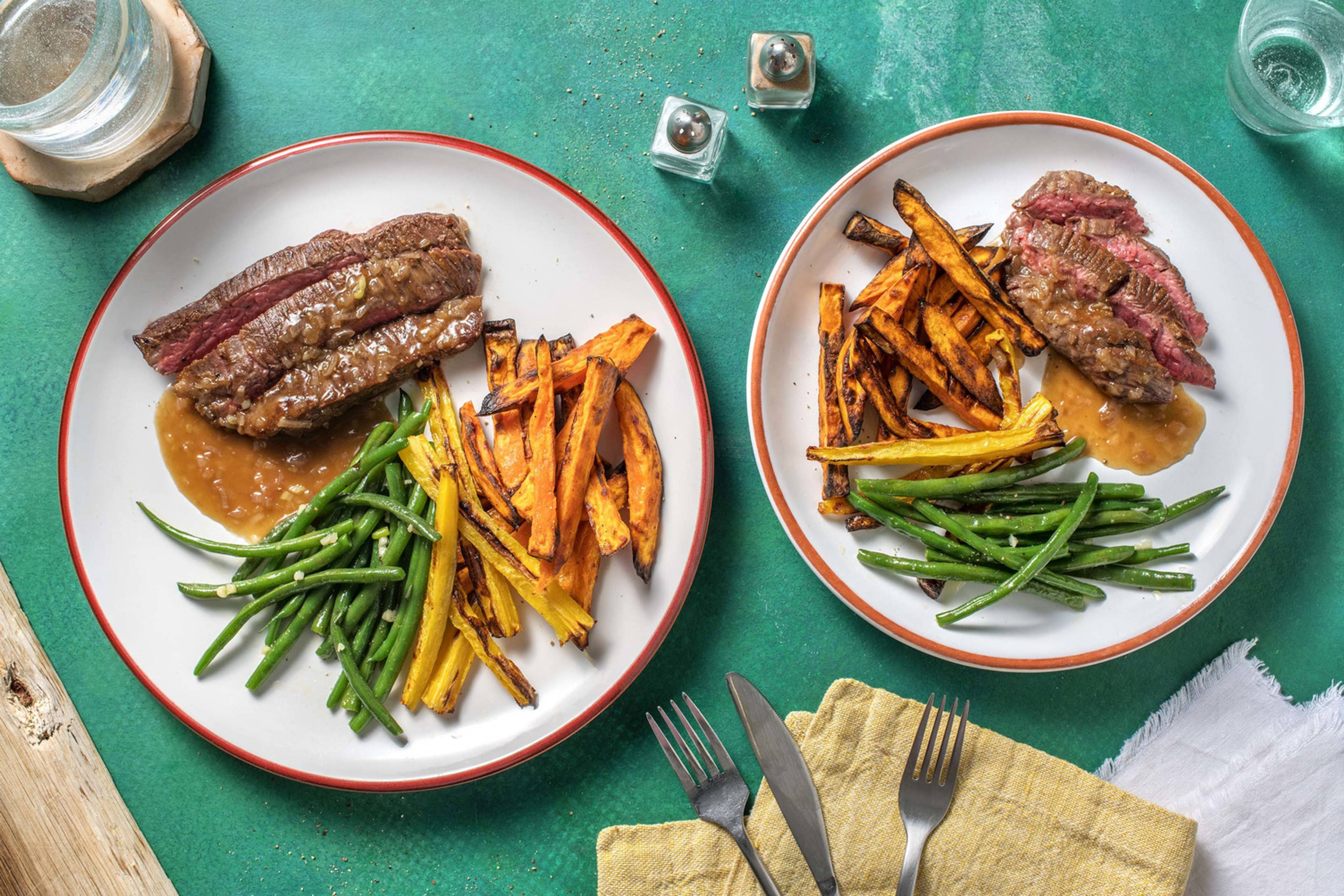 Runderbavette met sjalotsaus