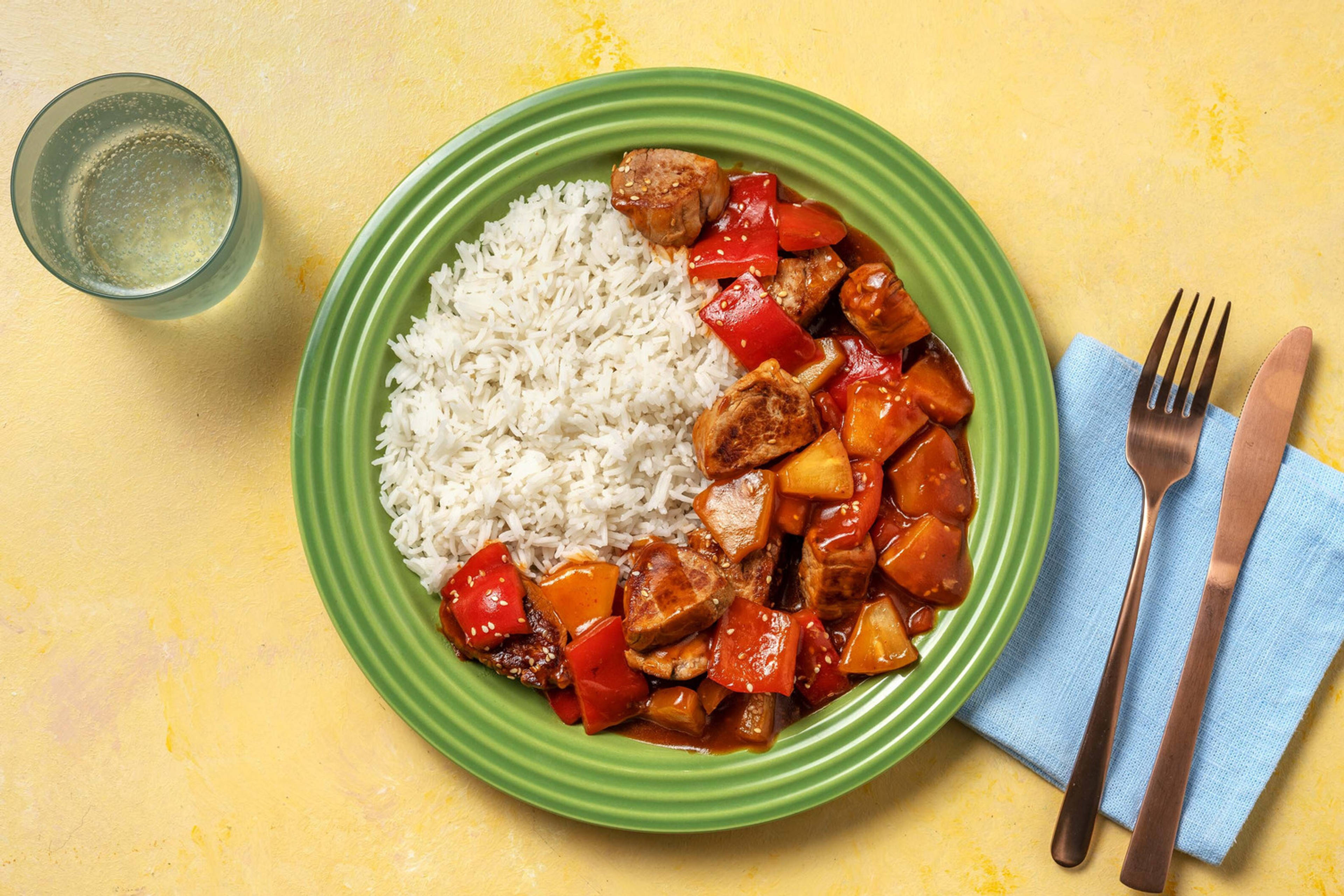 Schweinefilet süßsauer mit Ananas