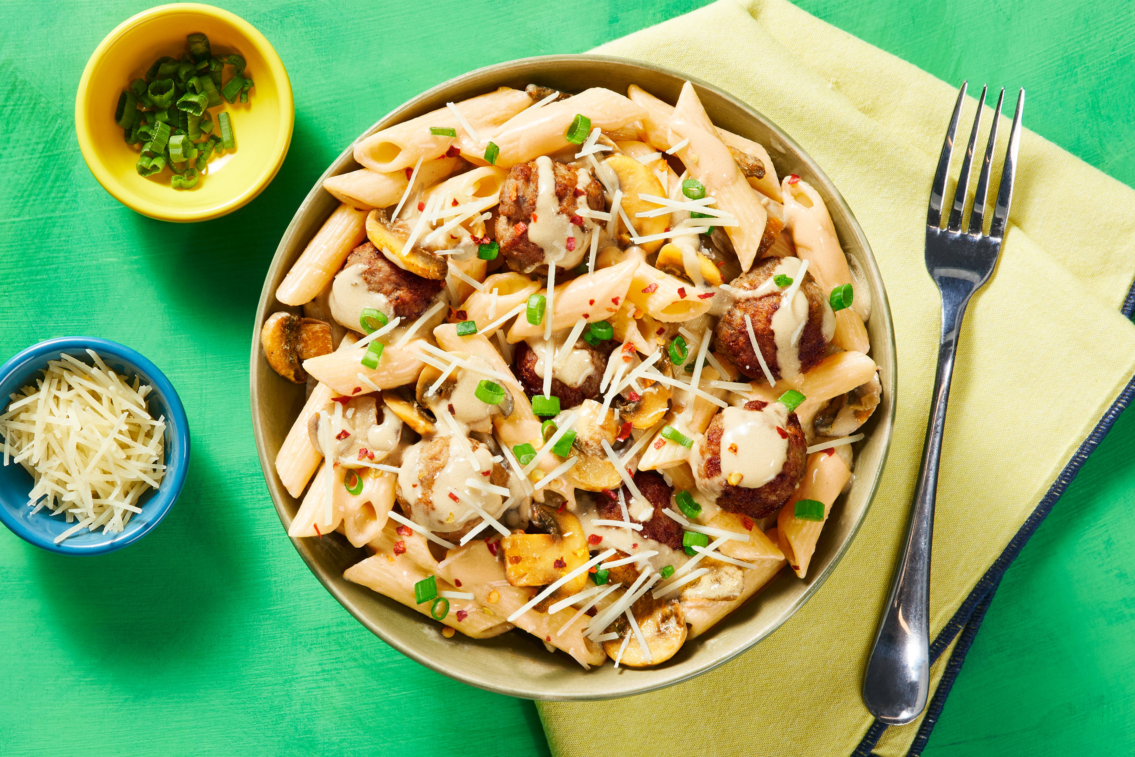 Penne with Organic Beef Meatballs