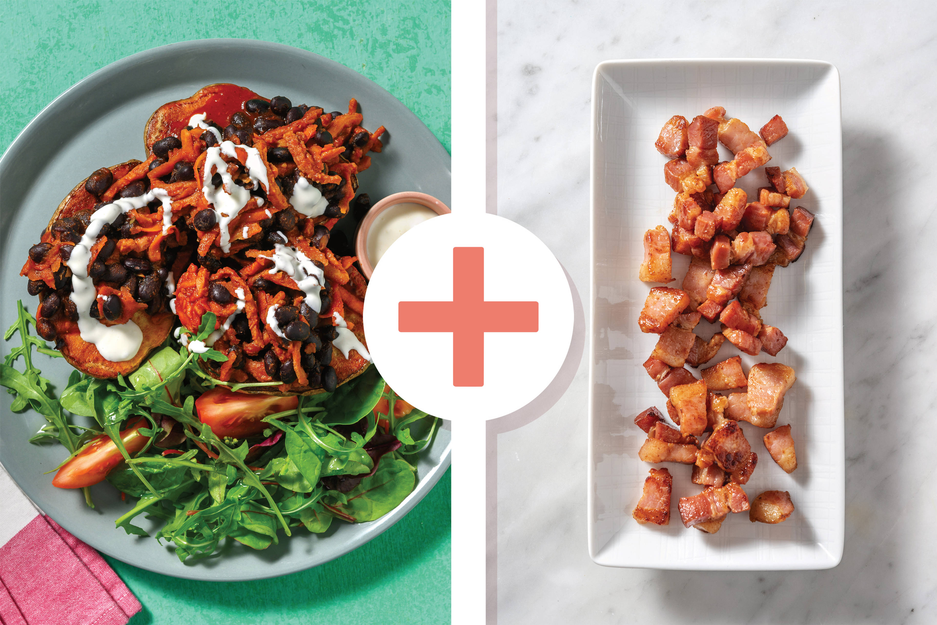 Double Plant-Based Bacon & Beans Loaded Jacket Potatoes