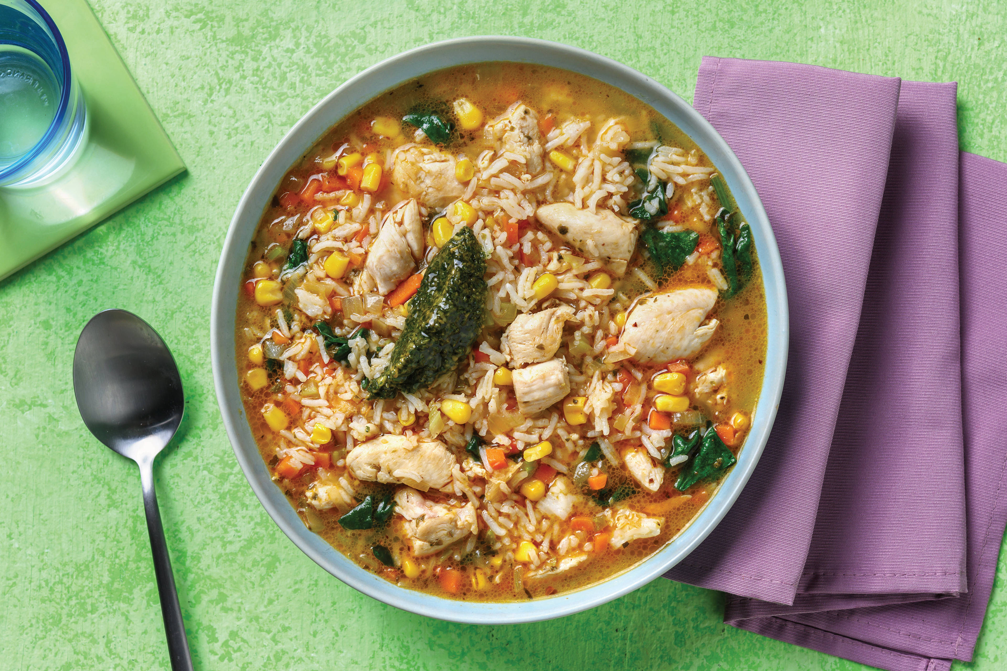 Lemon Chicken & Veggie Rice Soup
