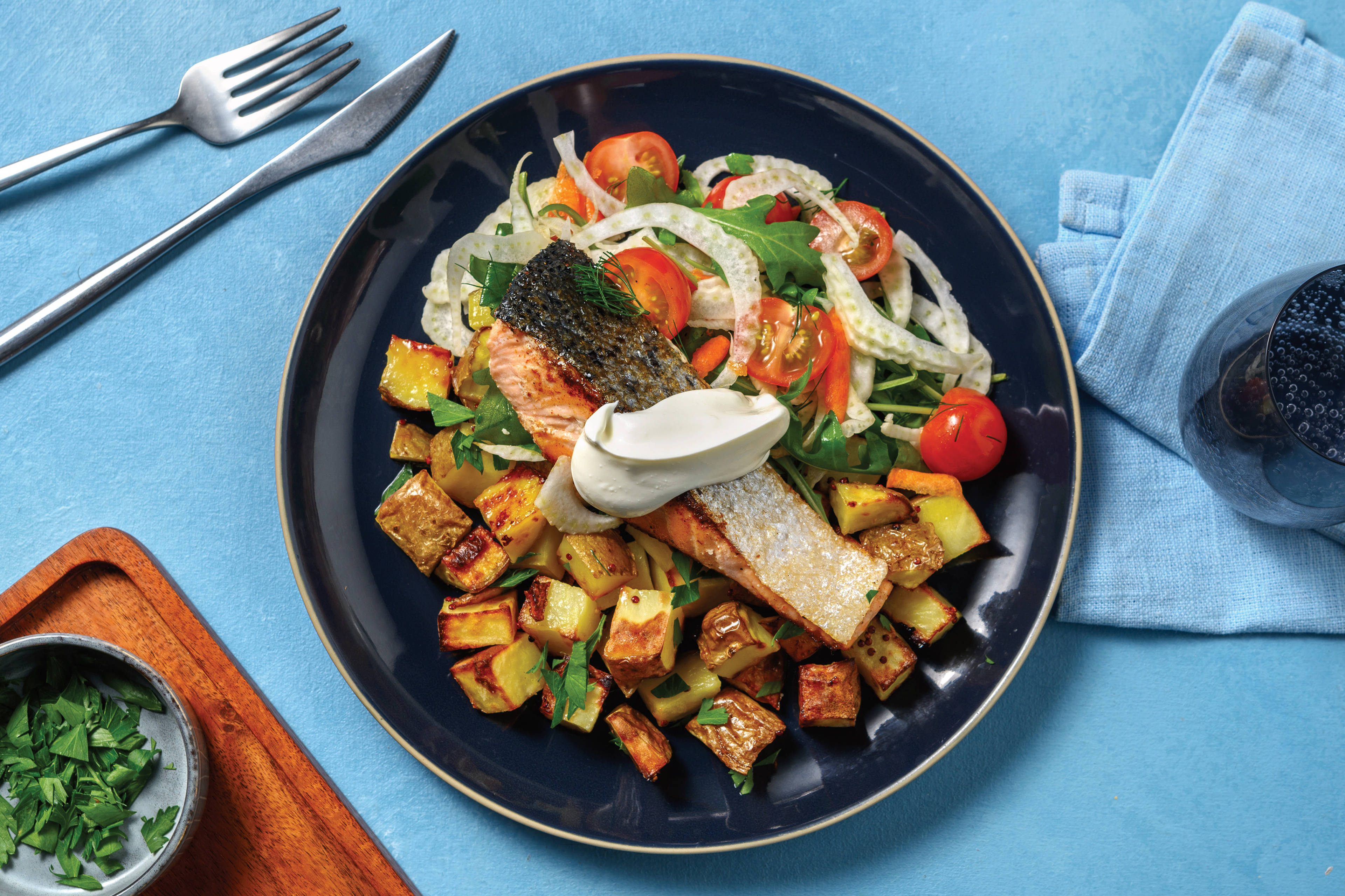 Mumbai-Spiced Salmon & Bombay Potatoes
