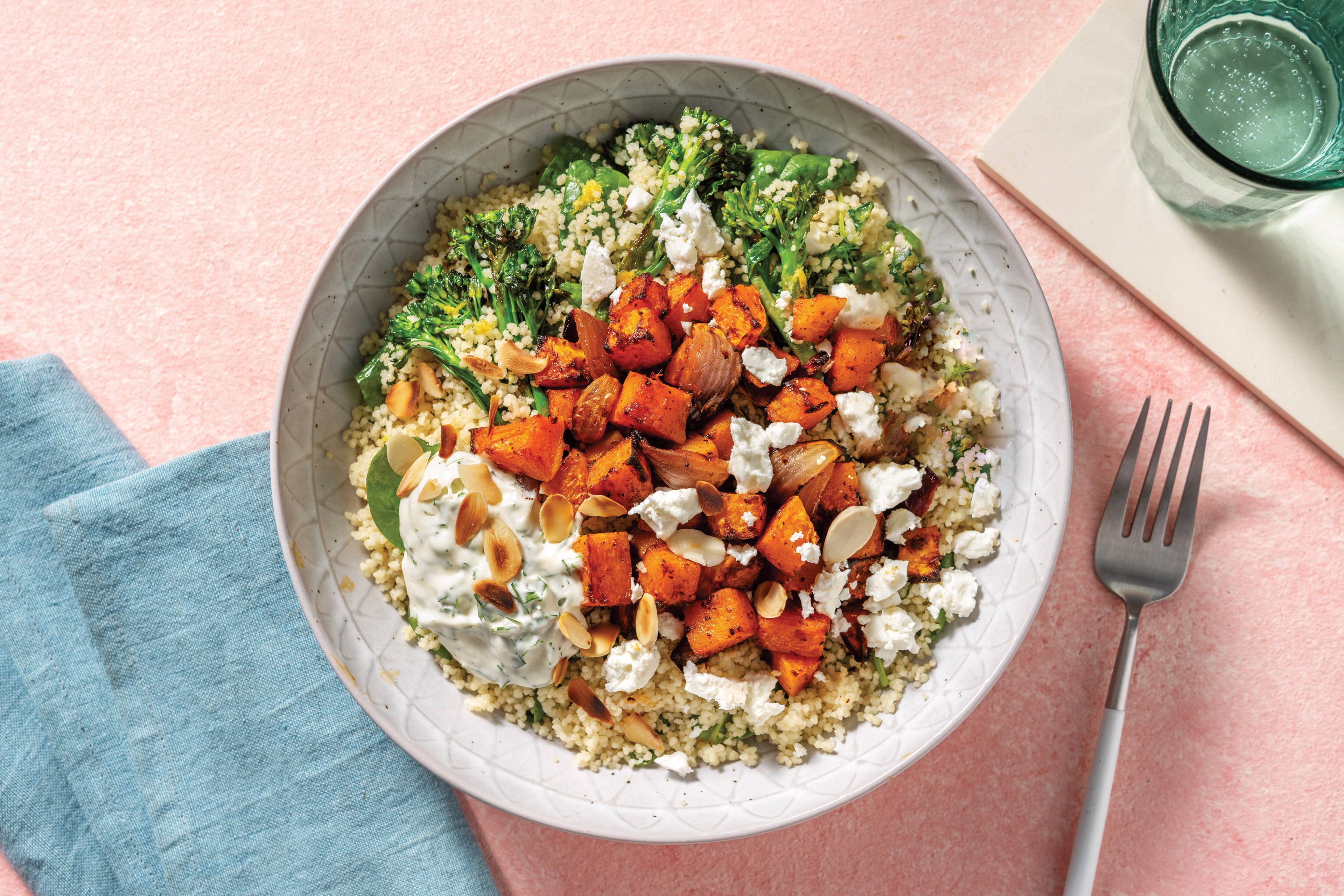 Harissa Roasted Pumpkin & Spinach Couscous