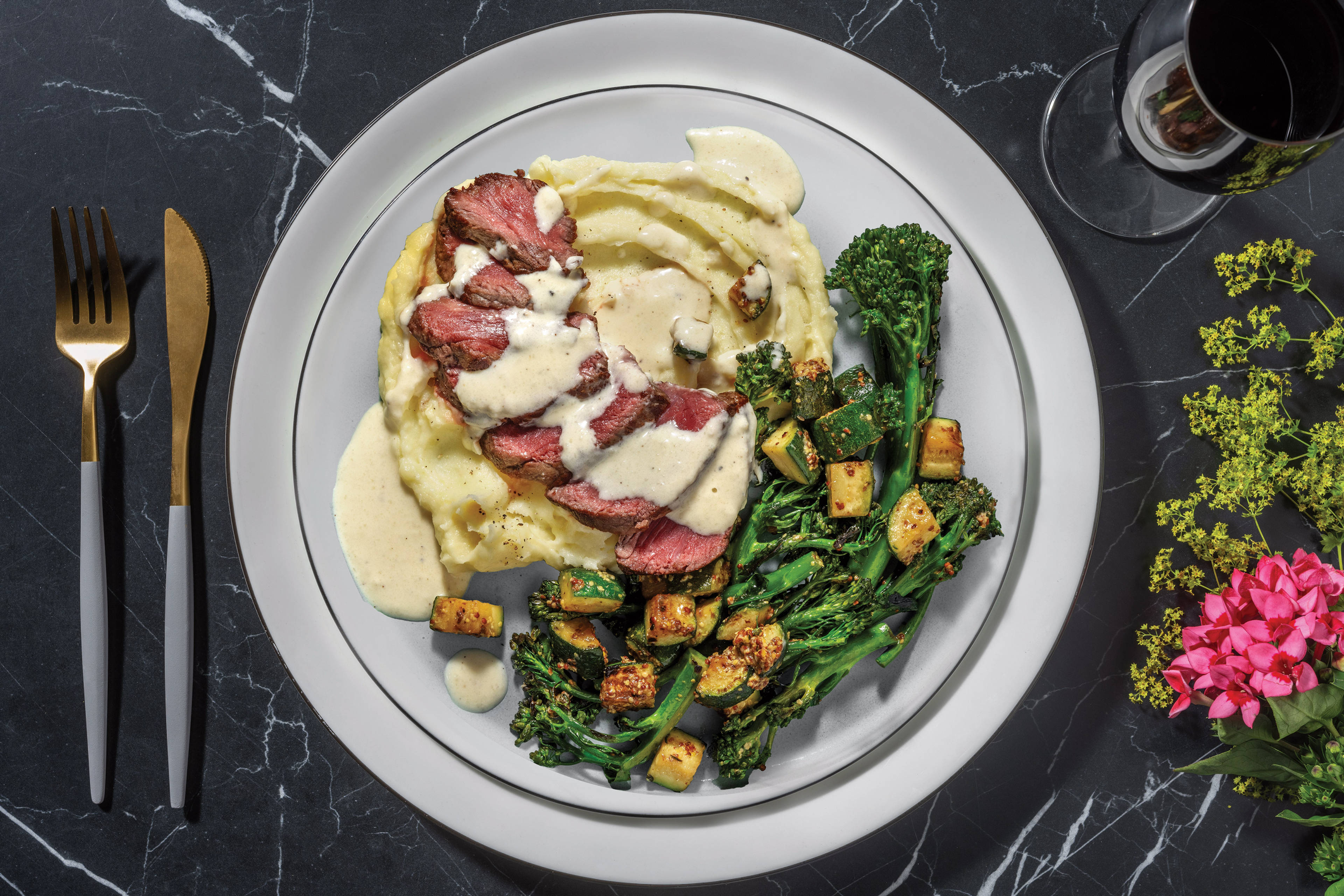 Seared Steak & Creamy Parmesan Sauce