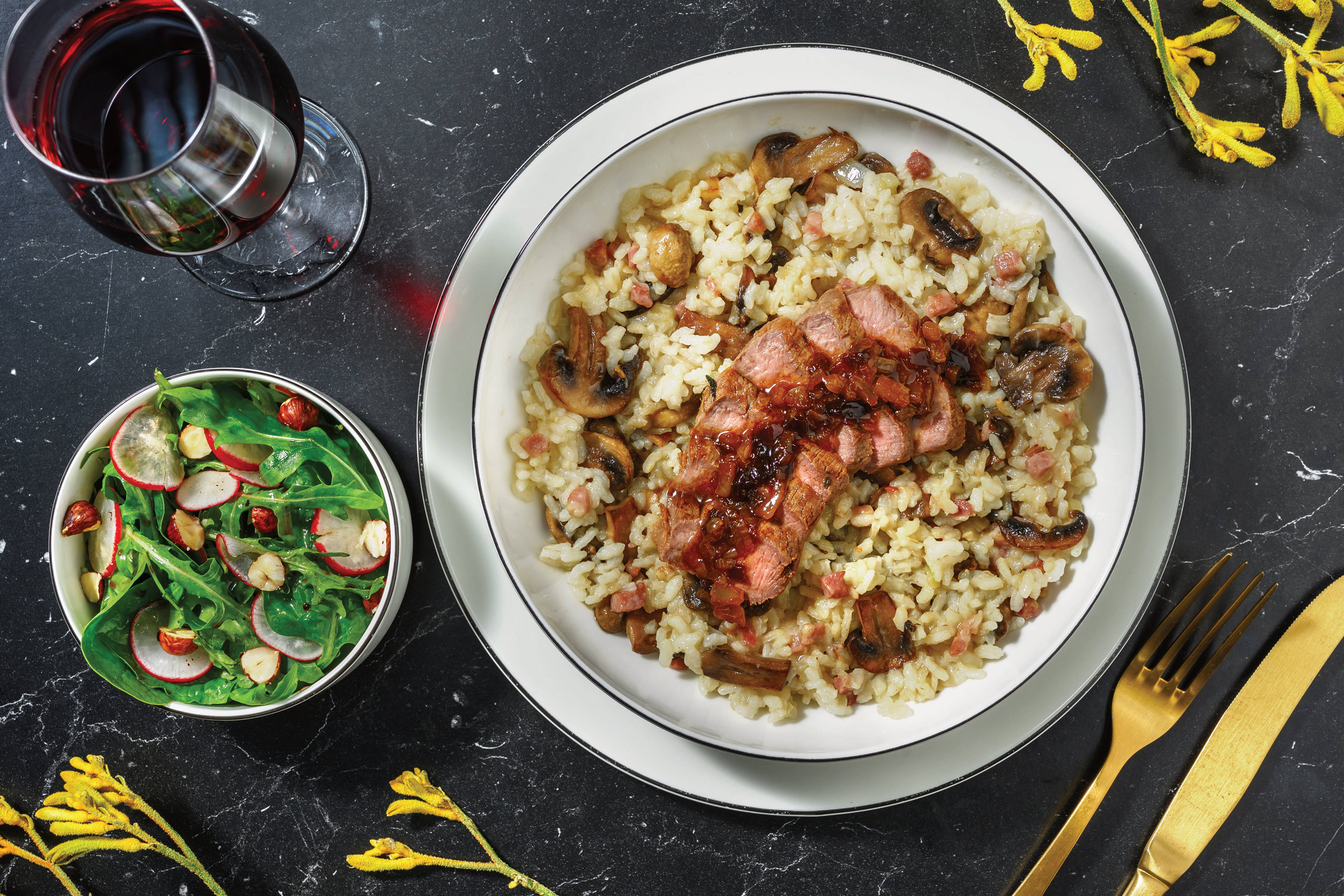 Seared Lamb Loin & Bacon Risotto