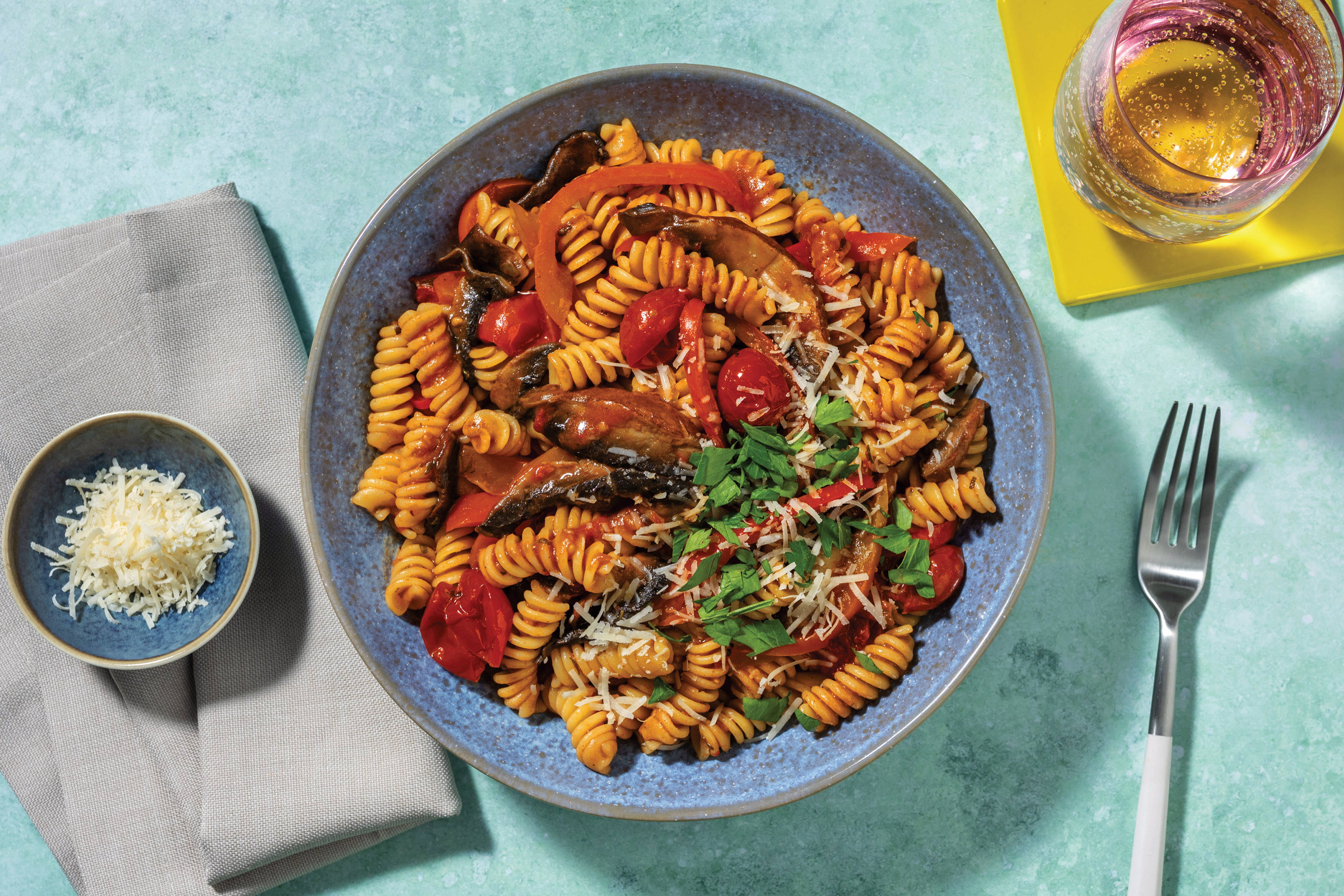 One-Pot Mushroom & Red Wine Jus Penne