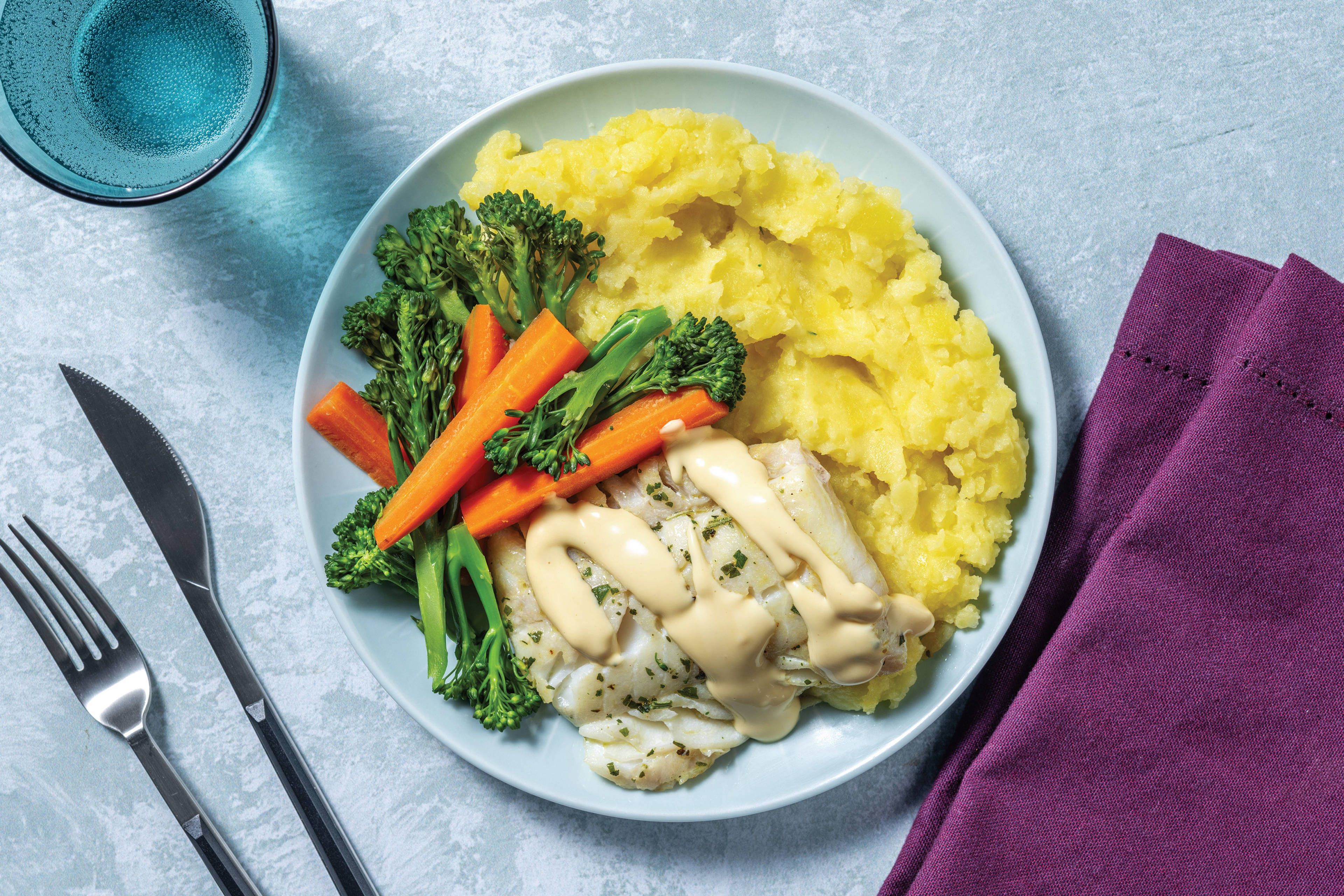 Quick Double Herby White Fish & Dijon Hollandaise