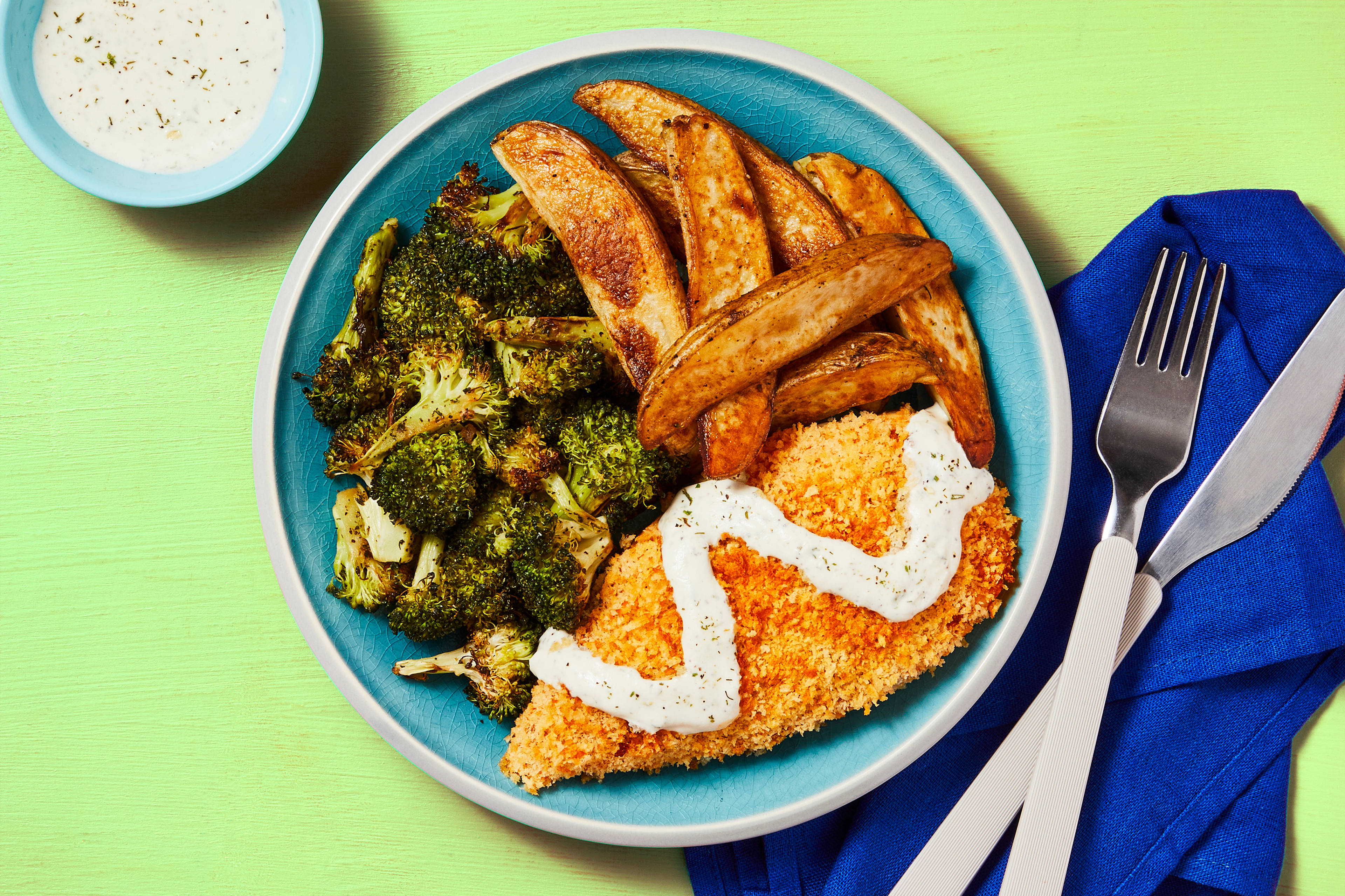 Sheet Pan Crunchy Chicken with Ranch Crema