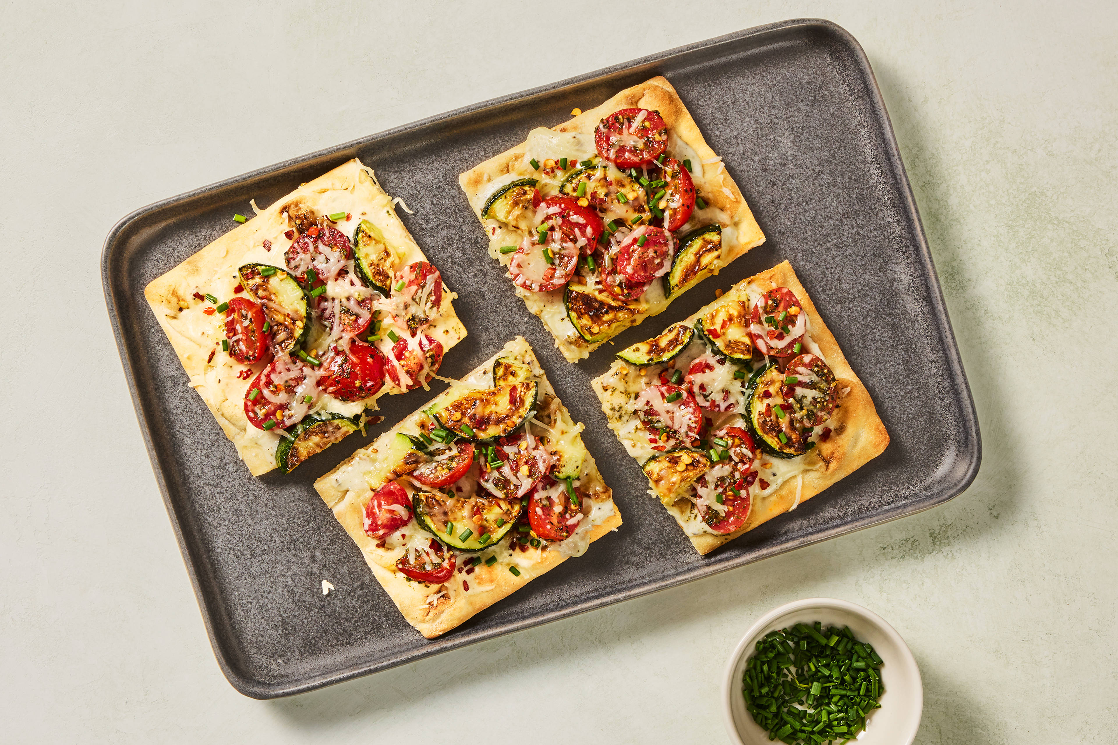 Chicken Sausage, Garlic & Zucchini Flatbreads