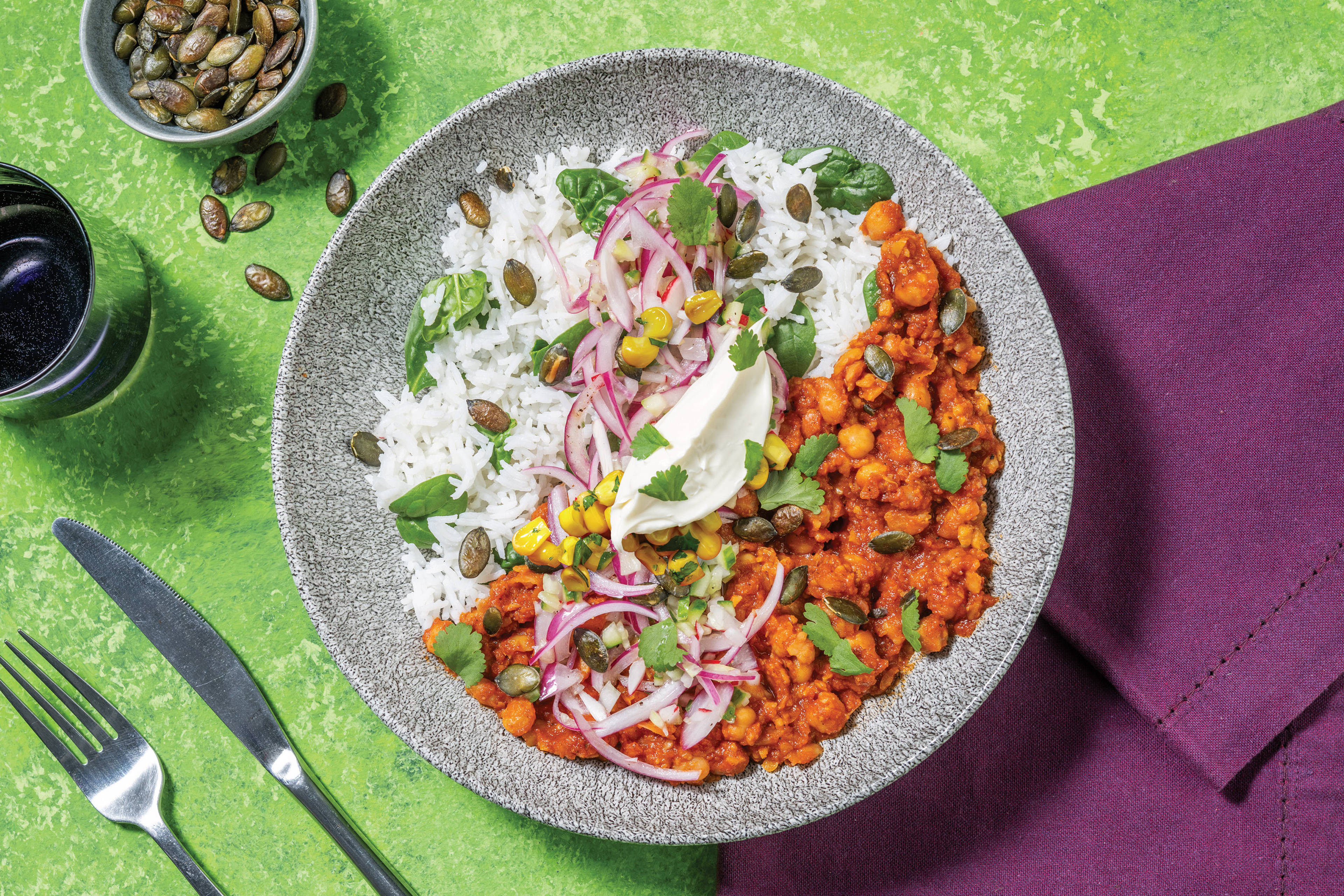 Mexican Smashed Chickpea & Garlic Rice