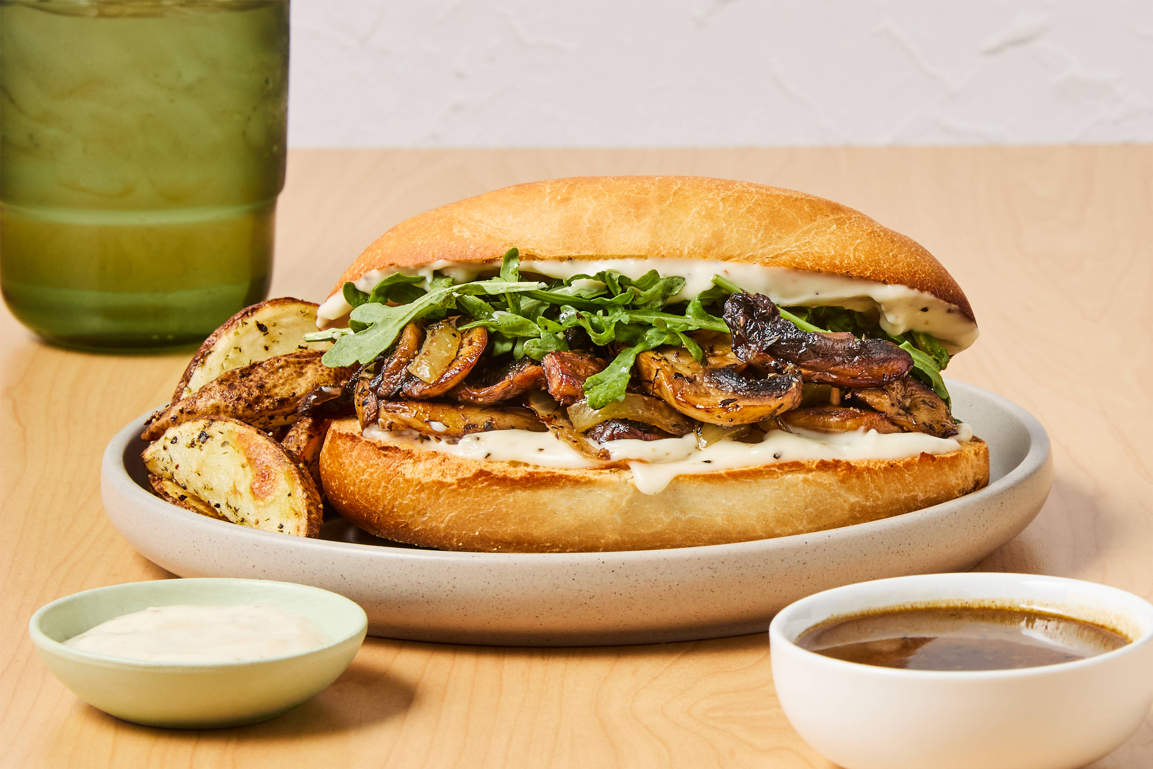 Bacon & Mushroom French Dip Sandwiches