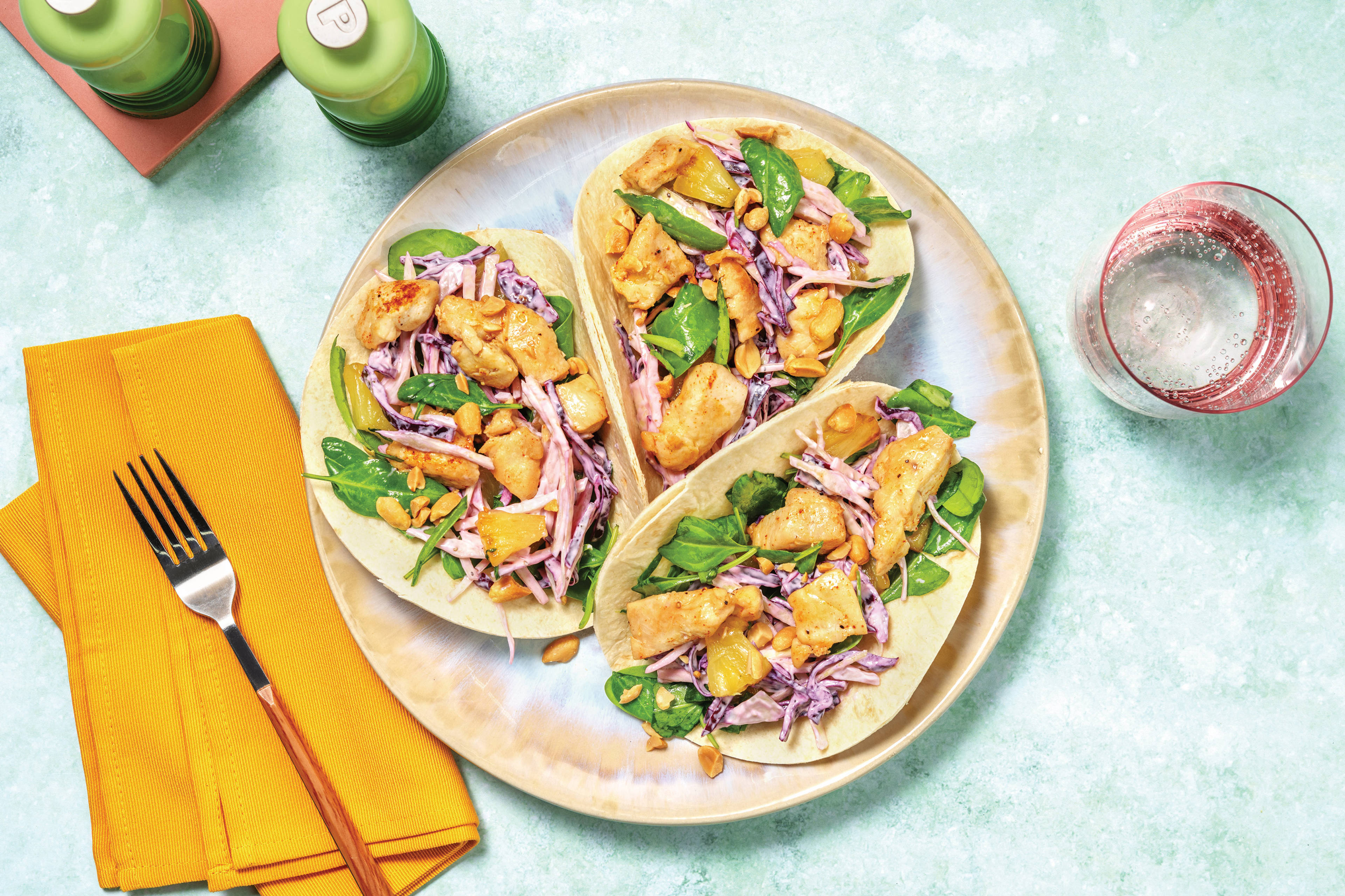 HelloHero: Cheesy Caribbean Chicken & Slaw Tacos