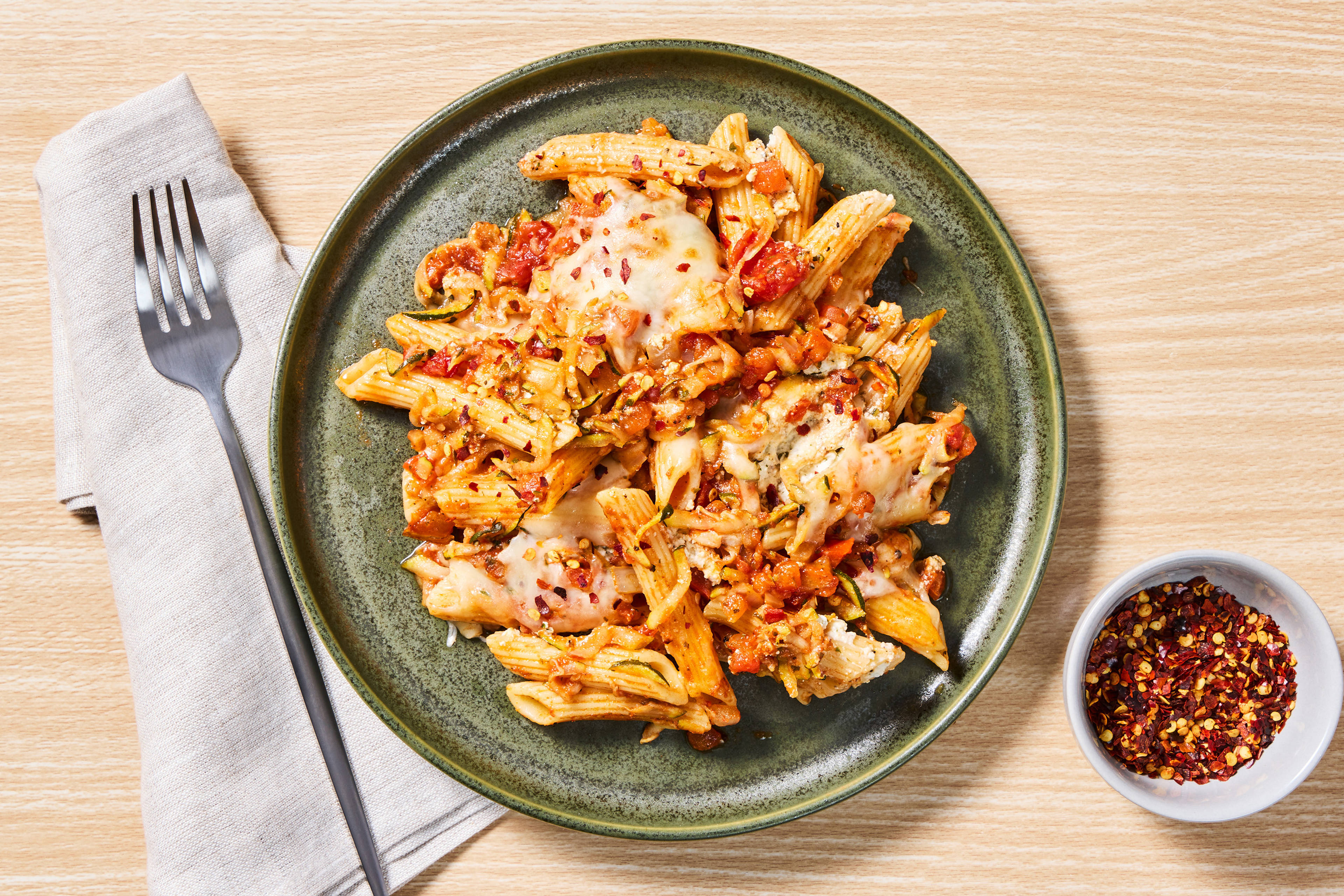 Beef & Zucchini Pomodoro Penne Bake