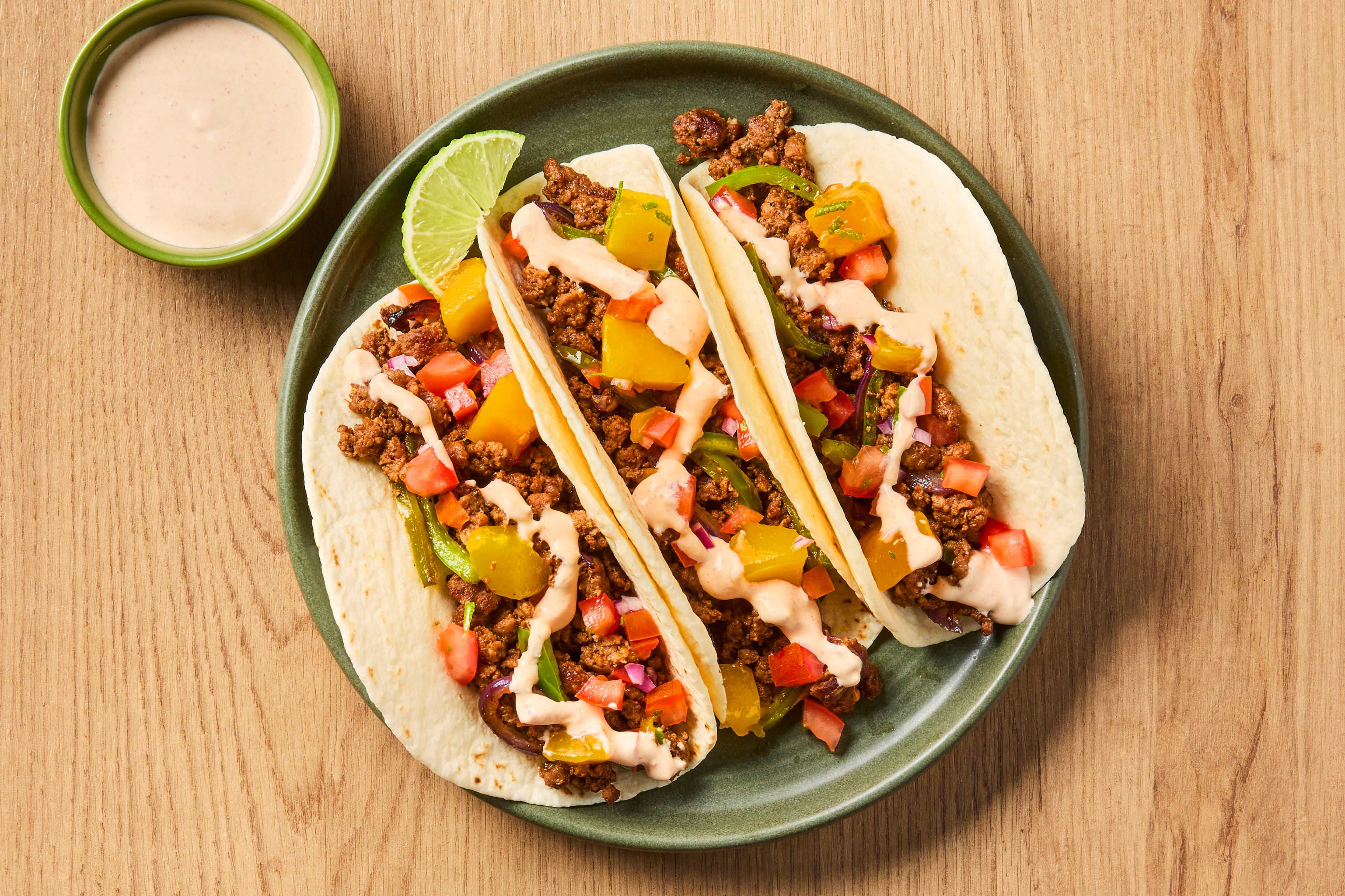 One-Pan Saucy Beef & Charred Pepper Tacos