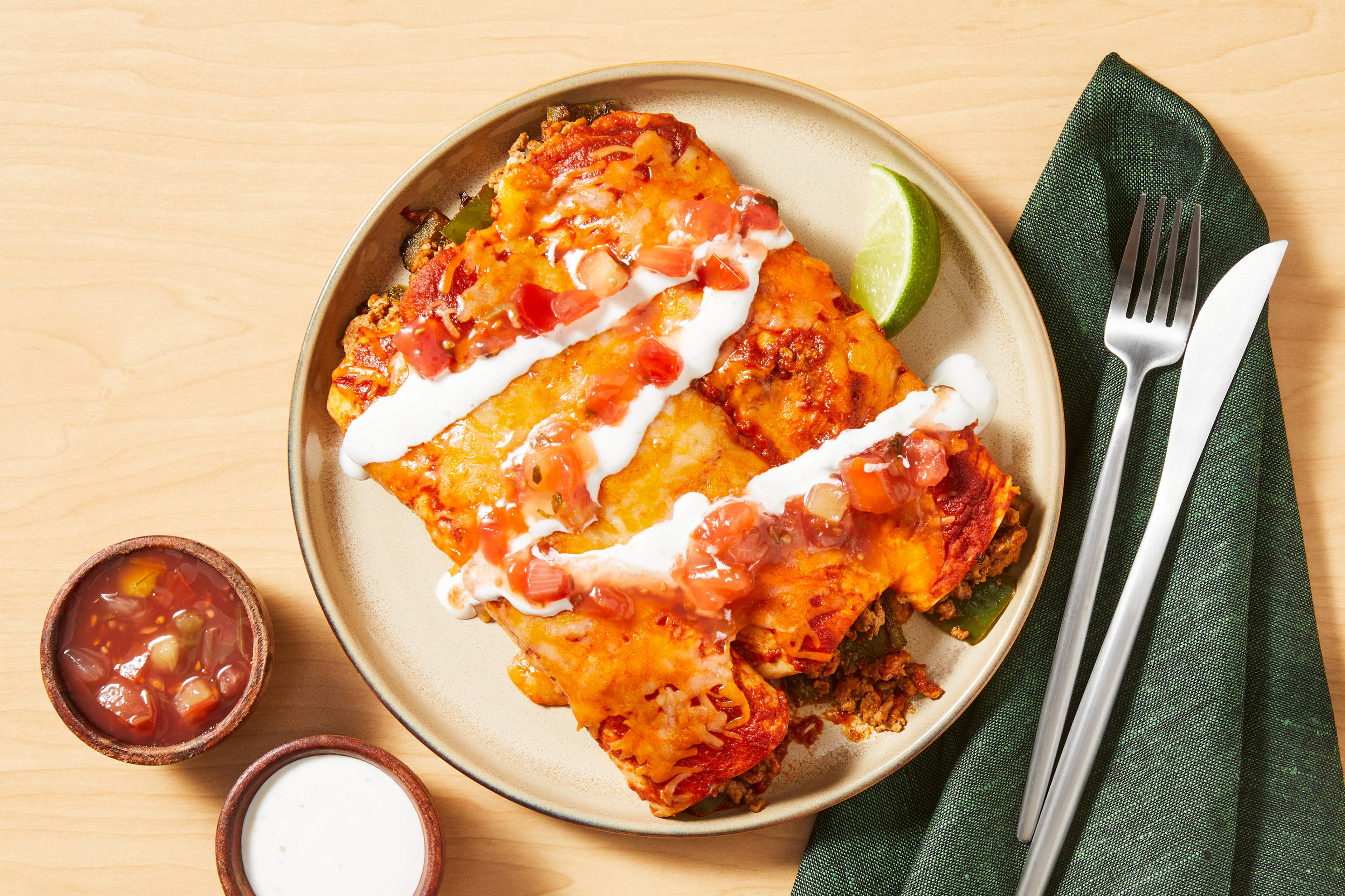 Beef & Pepper Enchiladas