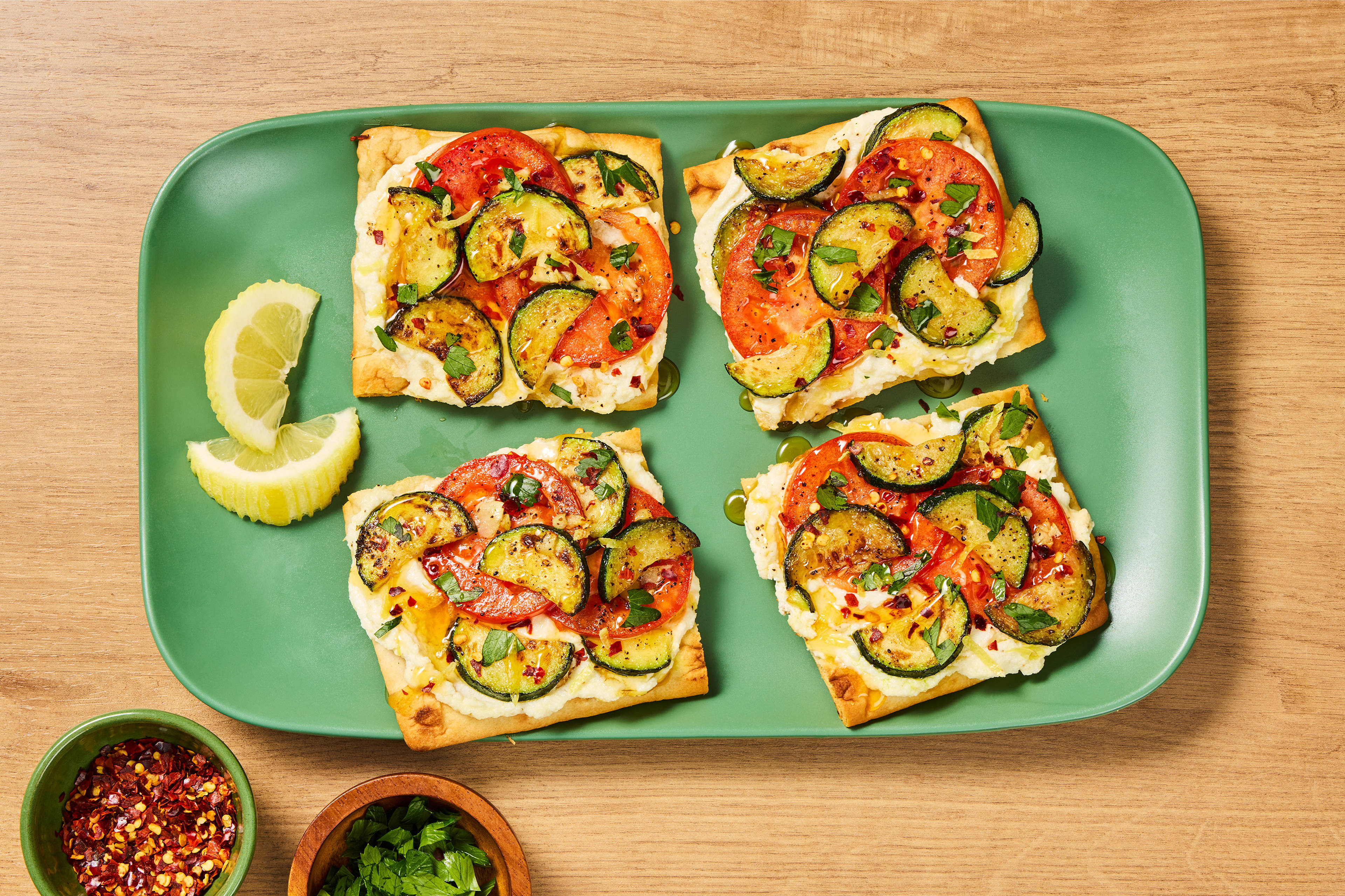 Chicken Sausage, Zucchini & Tomato Flatbreads