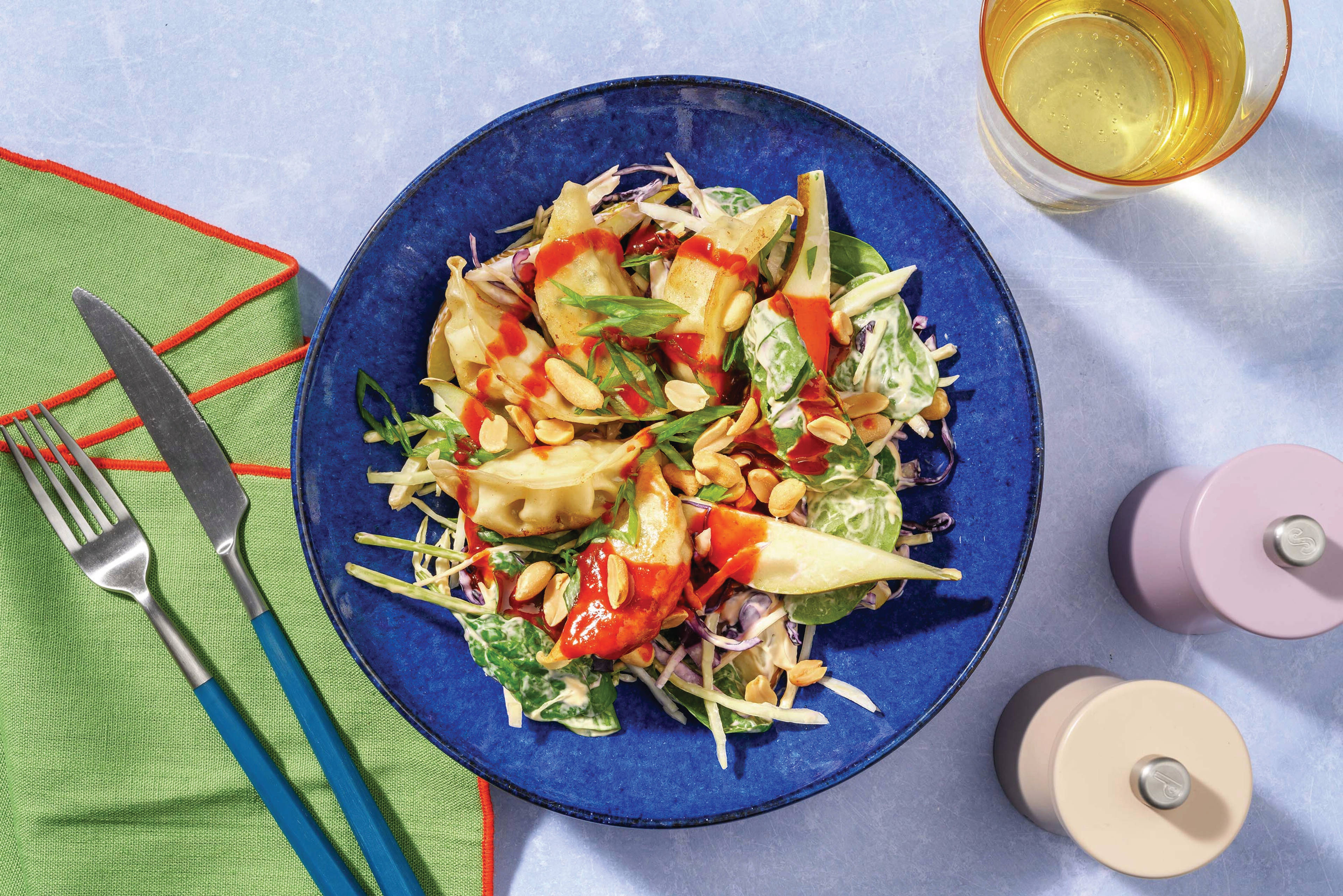 Easy Pan-Fried Pork Gyozas & Apple Slaw