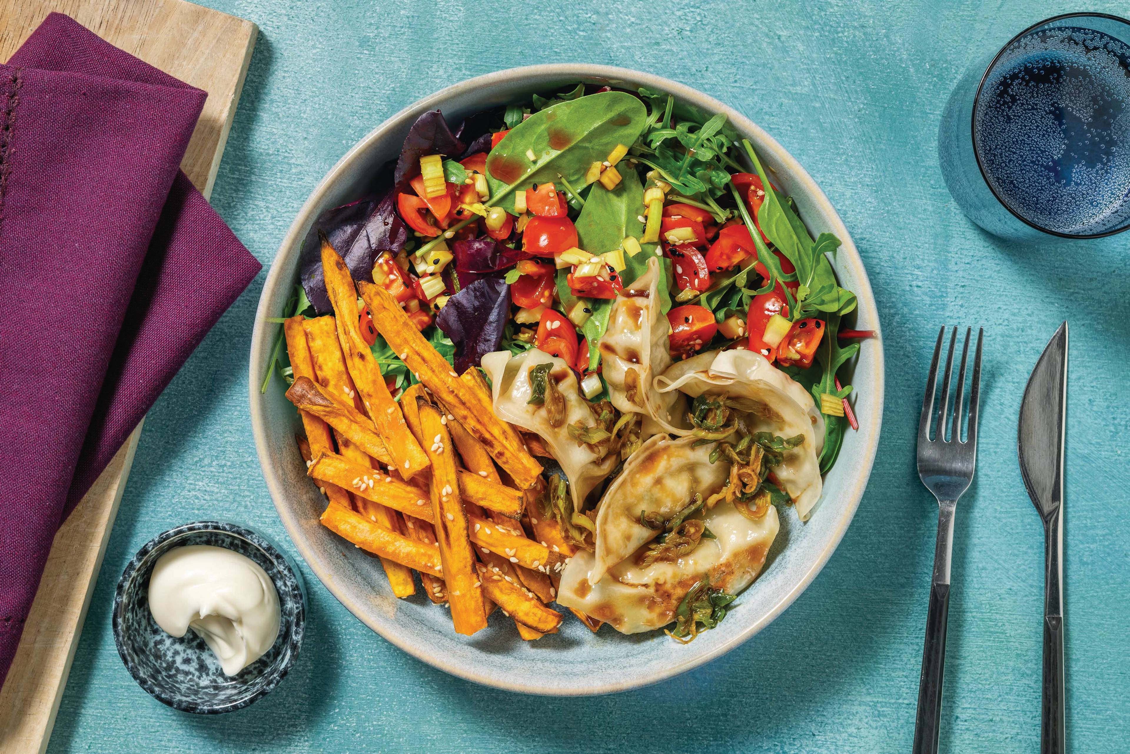 Double Veggie Gyoza & Plant-Based Mayo