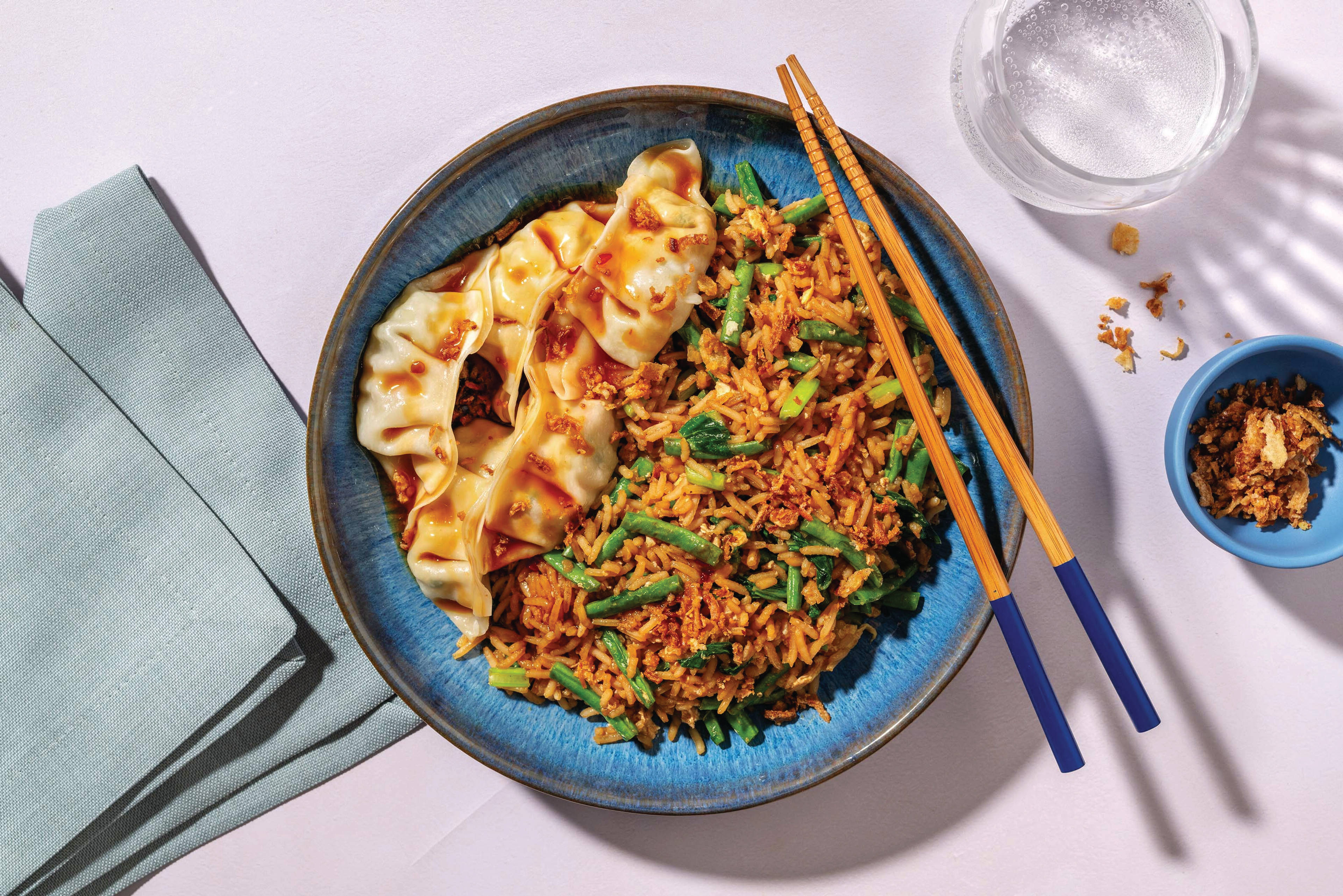 Pork Gyoza & Bacon Egg Fried Rice