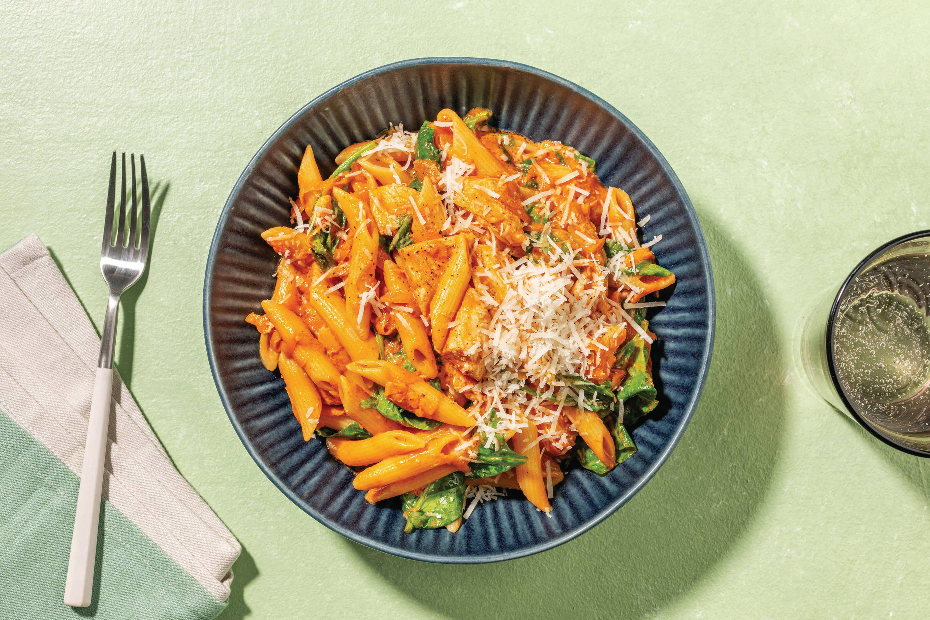 HelloHero: Creamy Tomato, Chicken & Bacon Fusilli