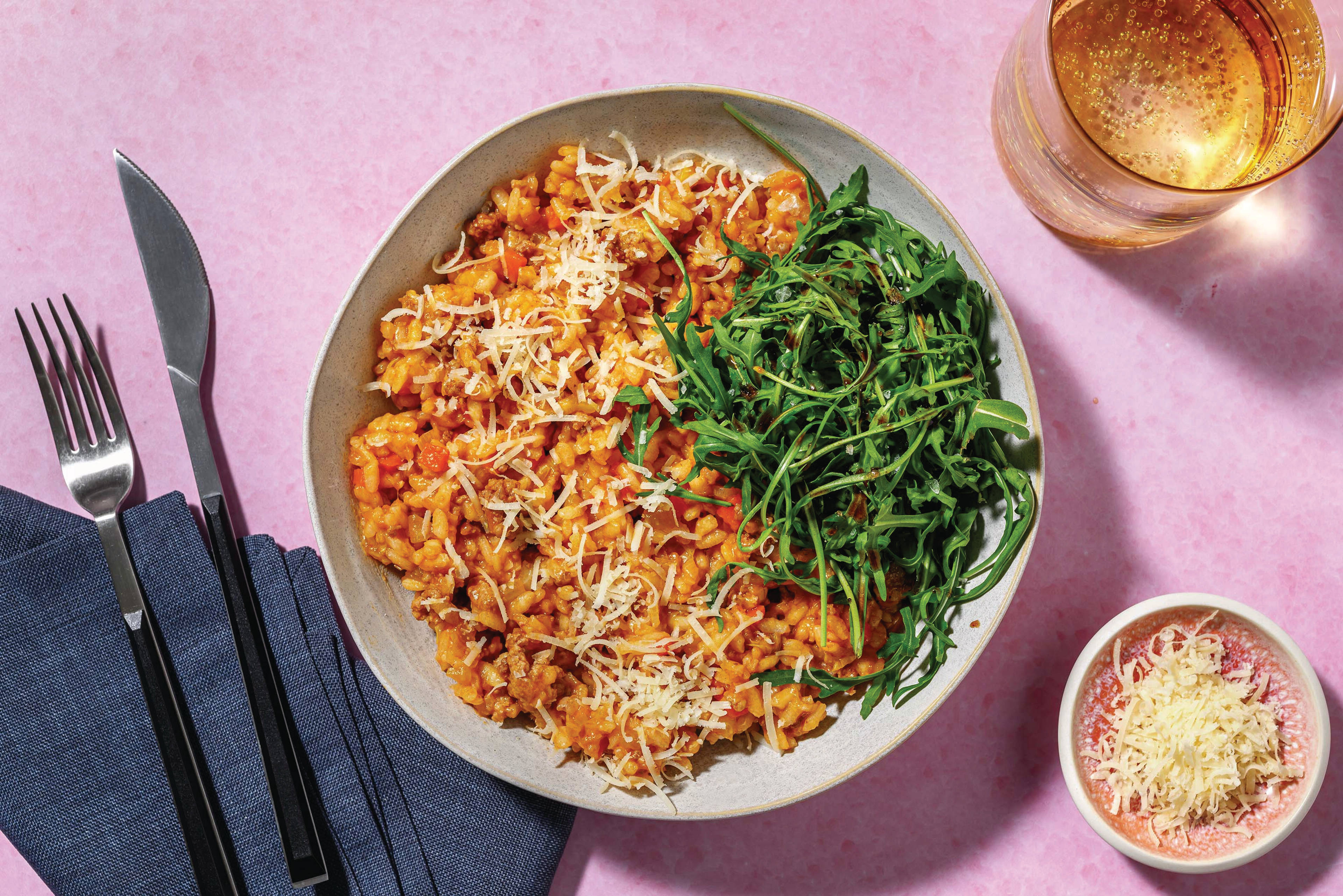 Beef, Pork & Bacon Leek Bolognese Risotto