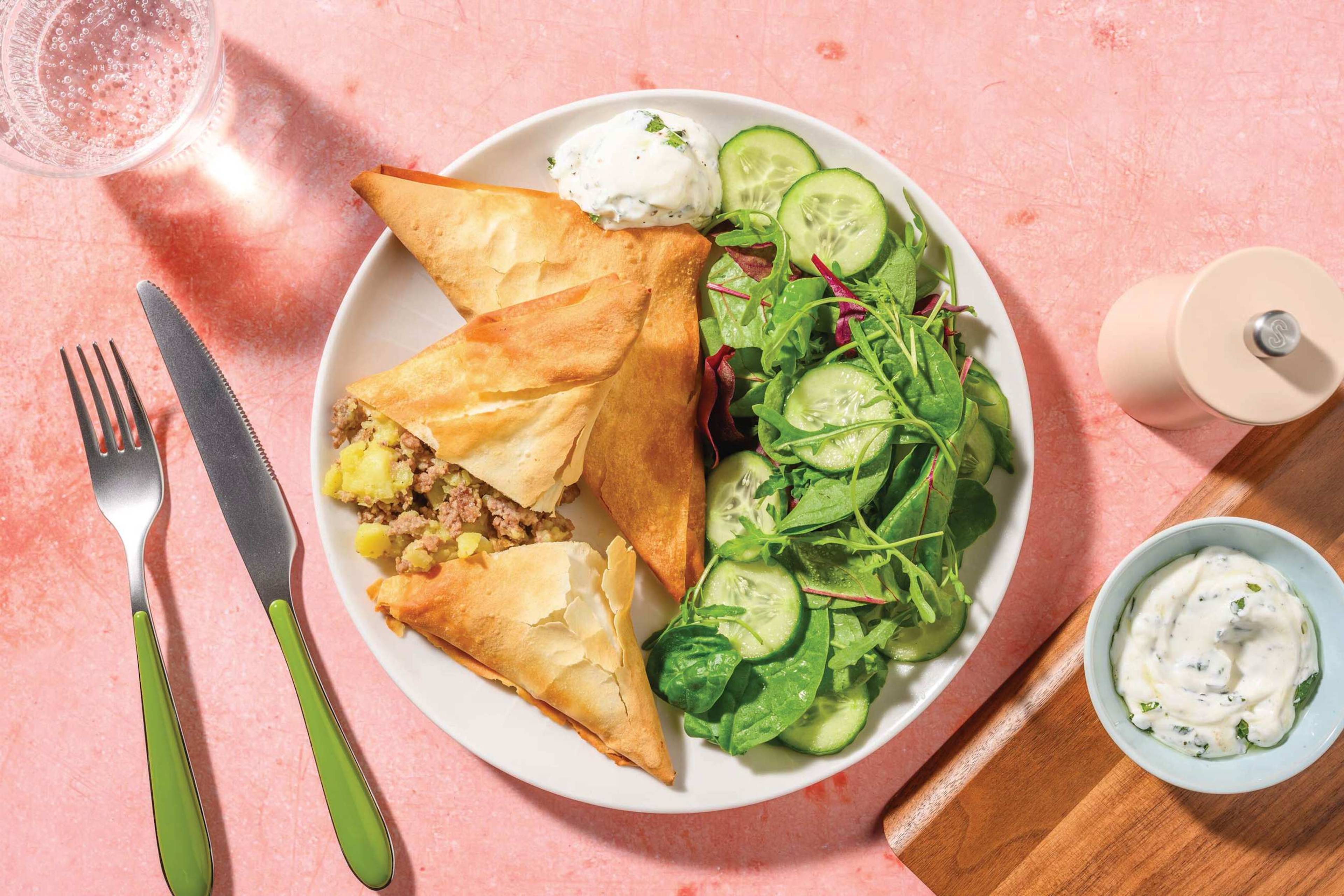 Samosa-Style Venison, Beef & Potato Filo Parcels