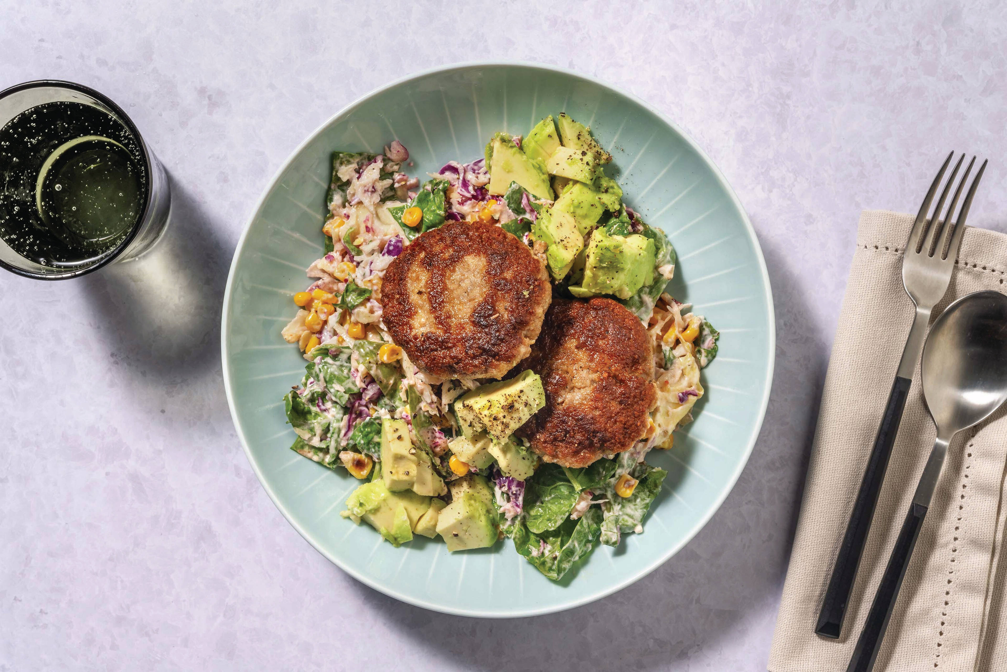 Caribbean Beef Rissoles & Avocado Slaw
