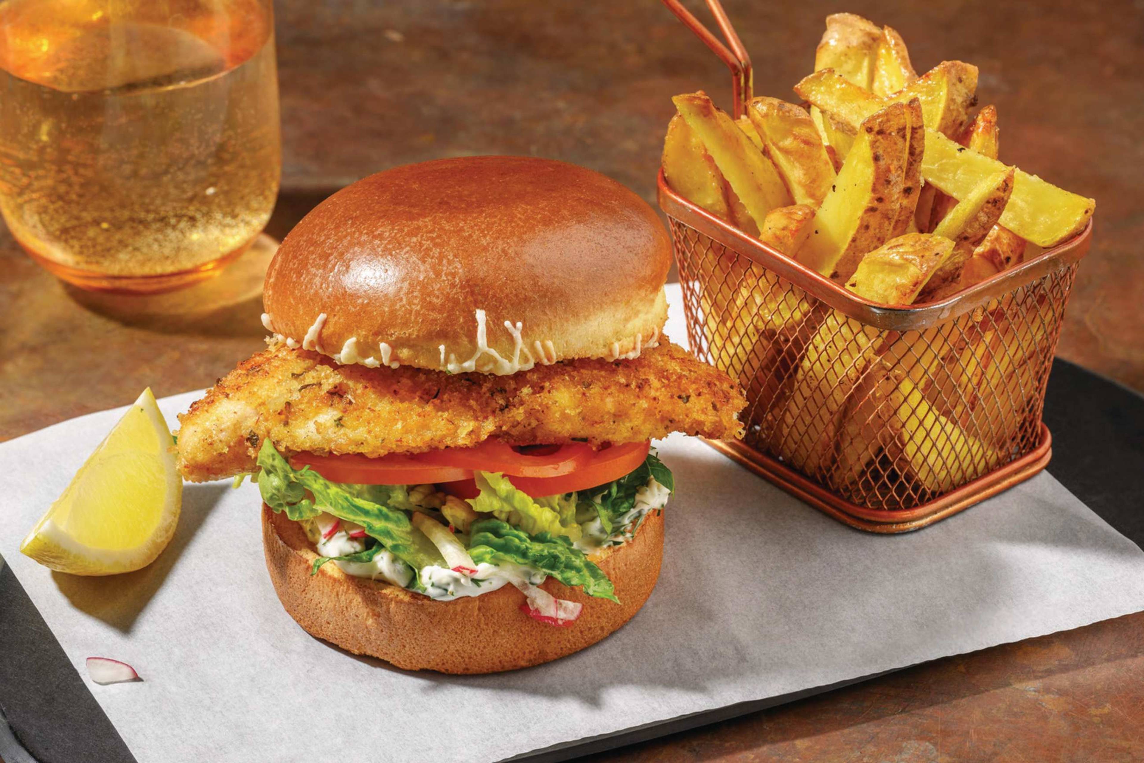 Louisiana Crumbed Dory Burger & Fries 