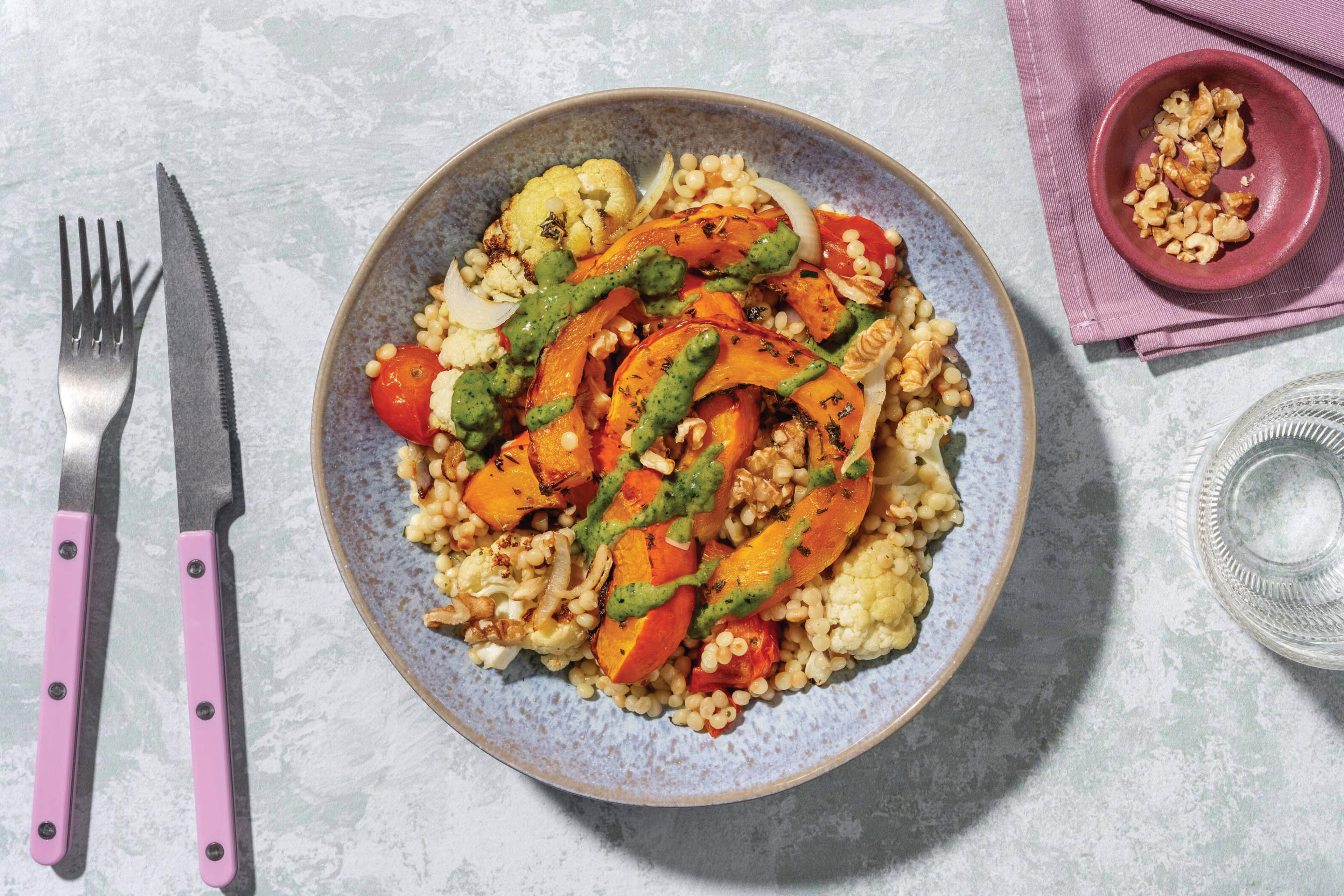 Garlicky Pumpkin & Veggie Pearl Couscous