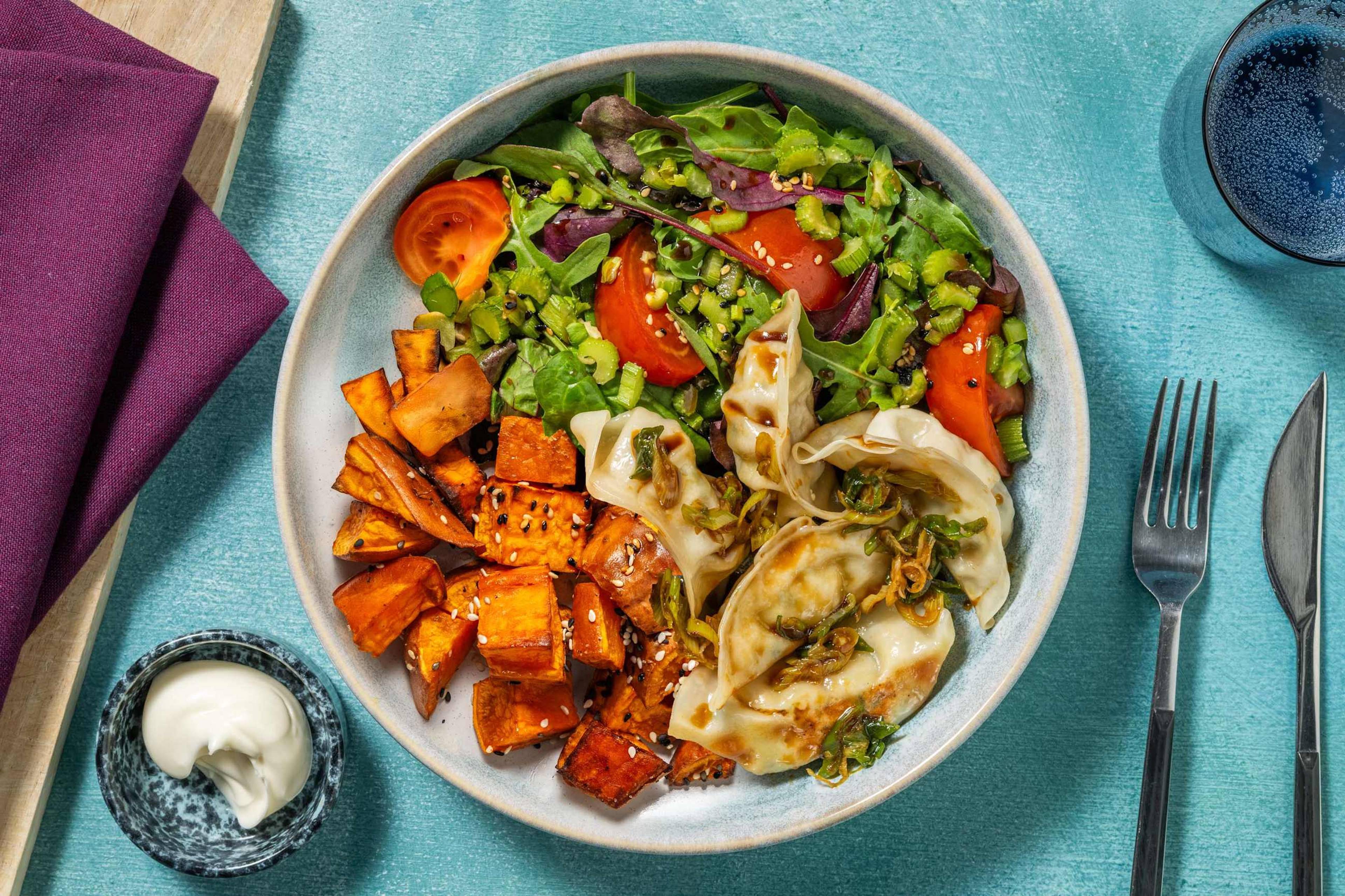Double Veggie Gyoza & Japanese-Style Salad