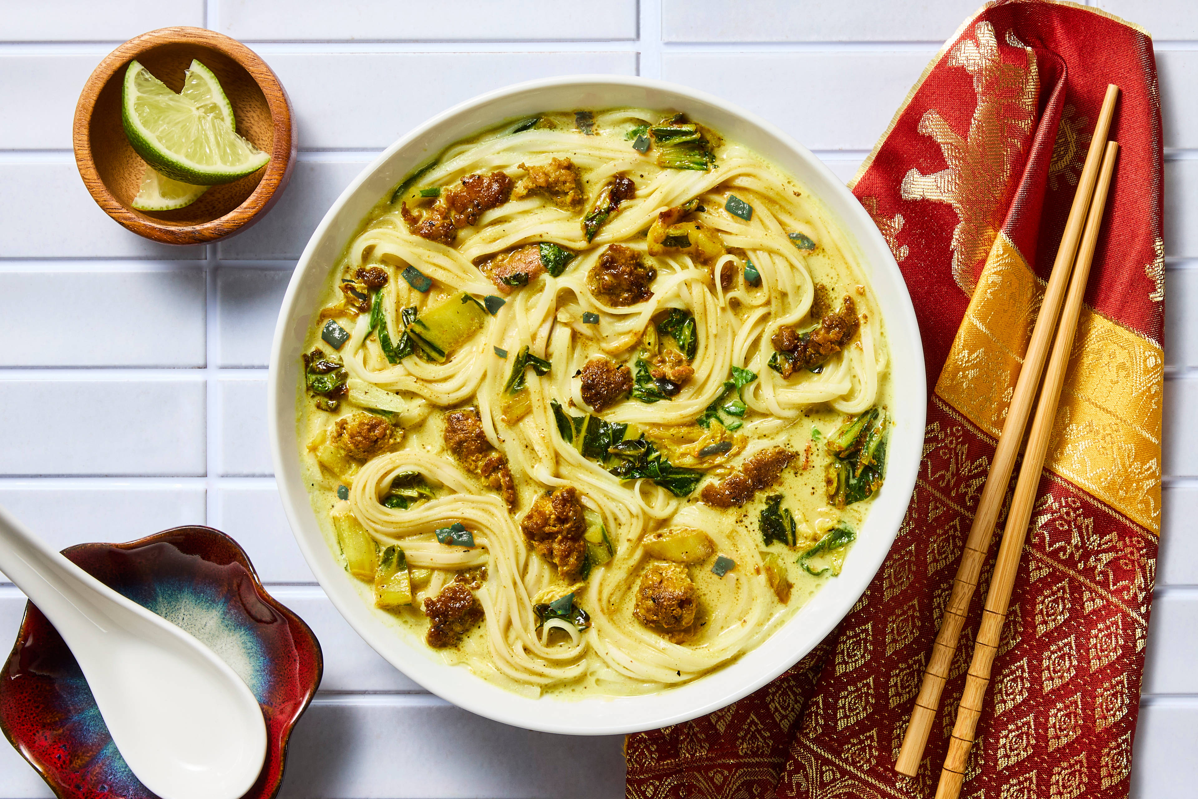 Thai-Inspired Curry Pork Noodle Soup 