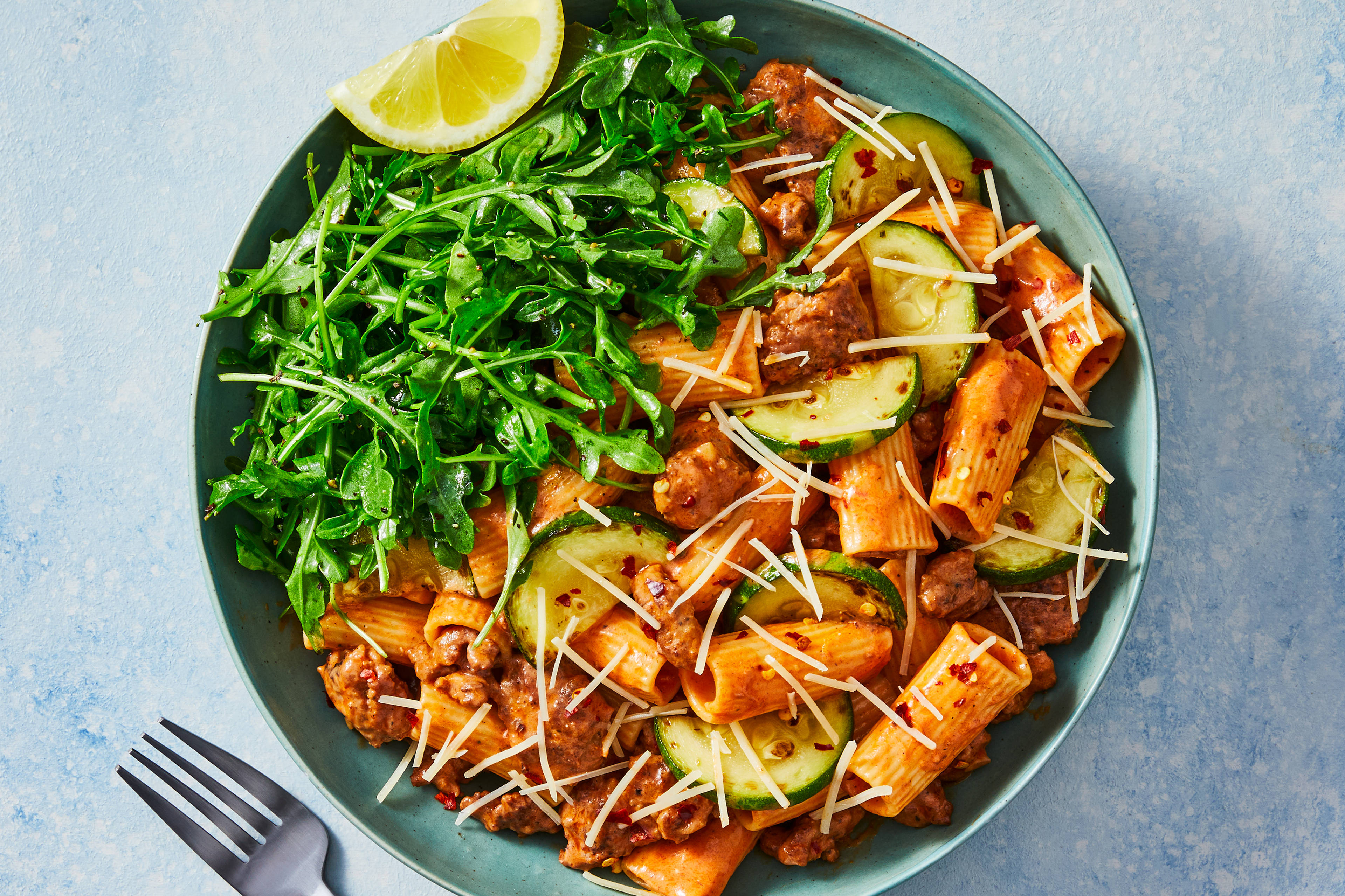 Pork Sausage & Zucchini Rigatoni Rosa