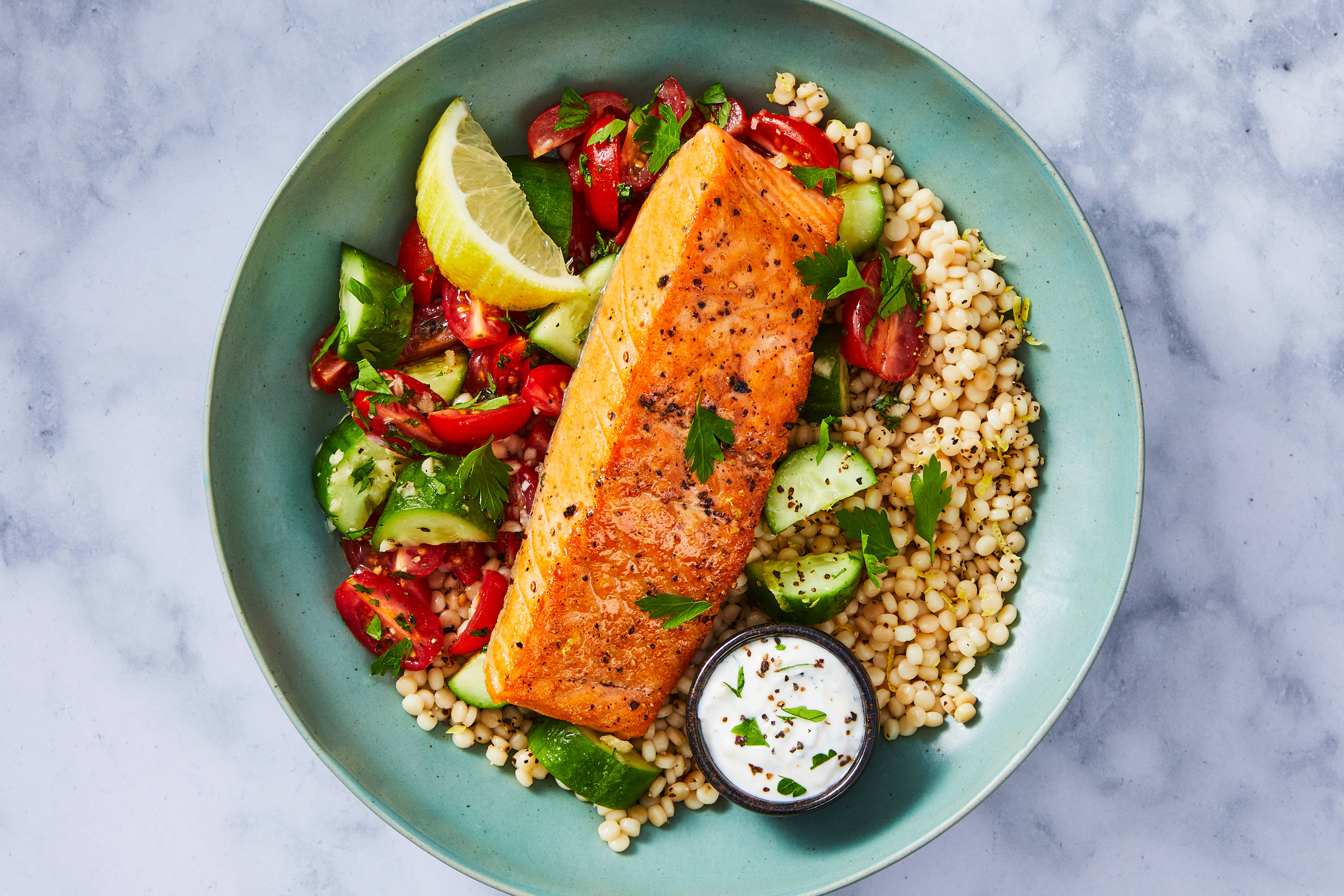 Seared Salmon & Lemony Couscous