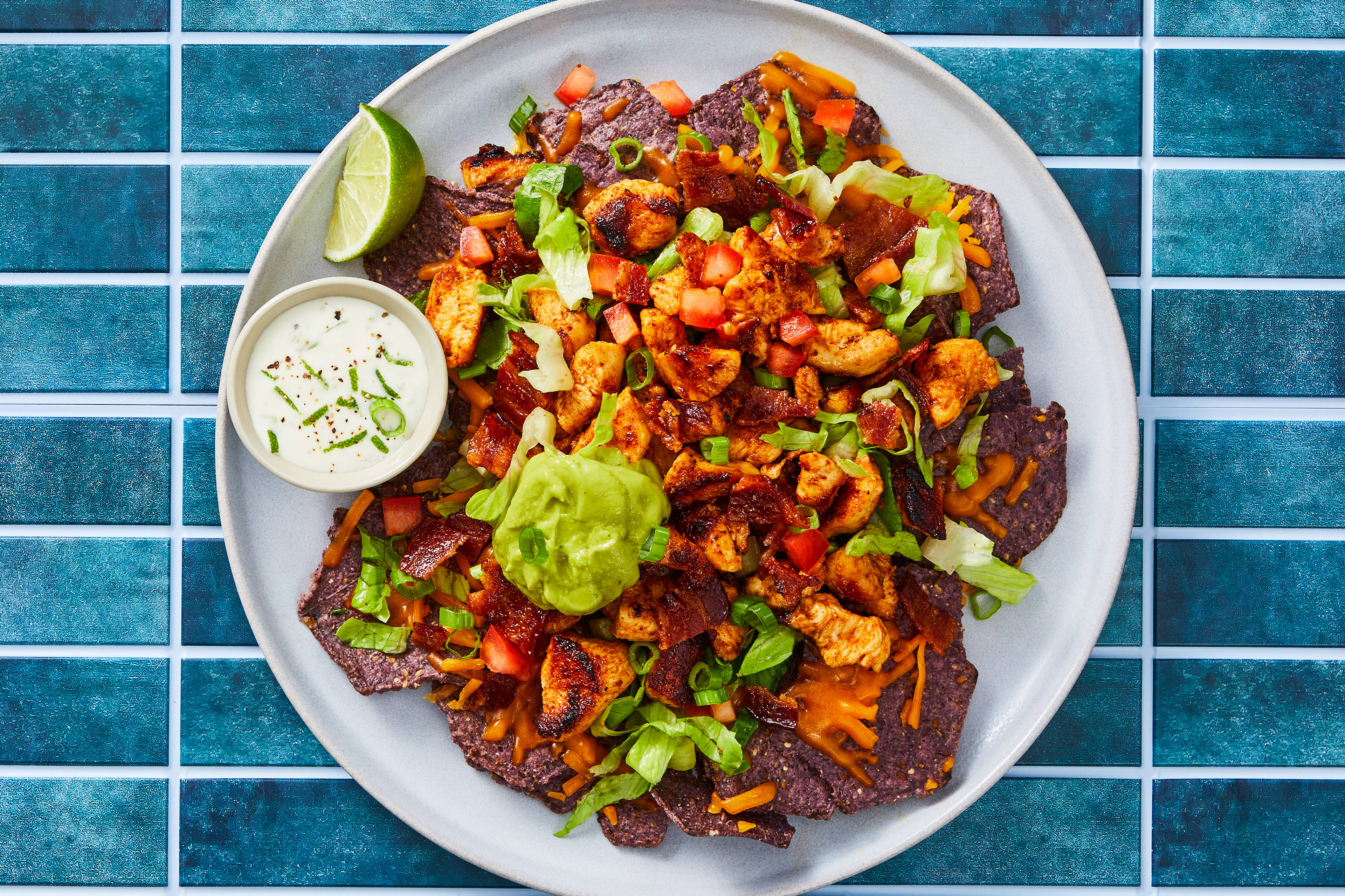Chicken & Bacon Nachos with Guacamole
