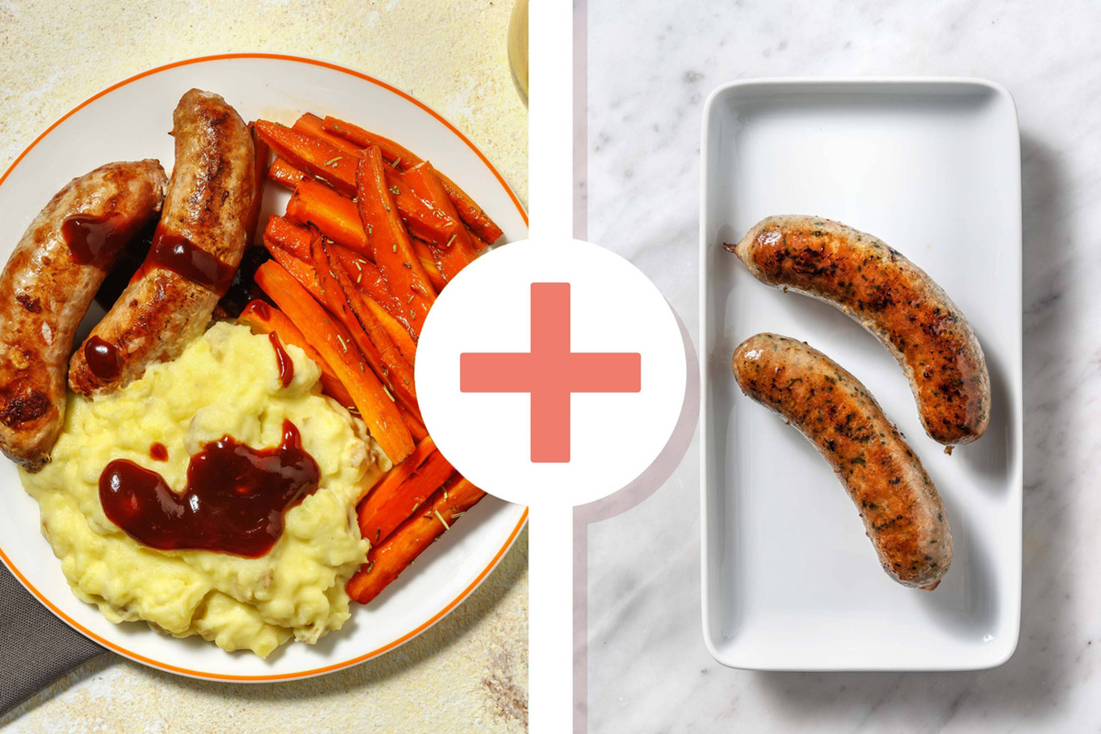 Double Cumberland Sausages and Potato & Parsnip Mash 