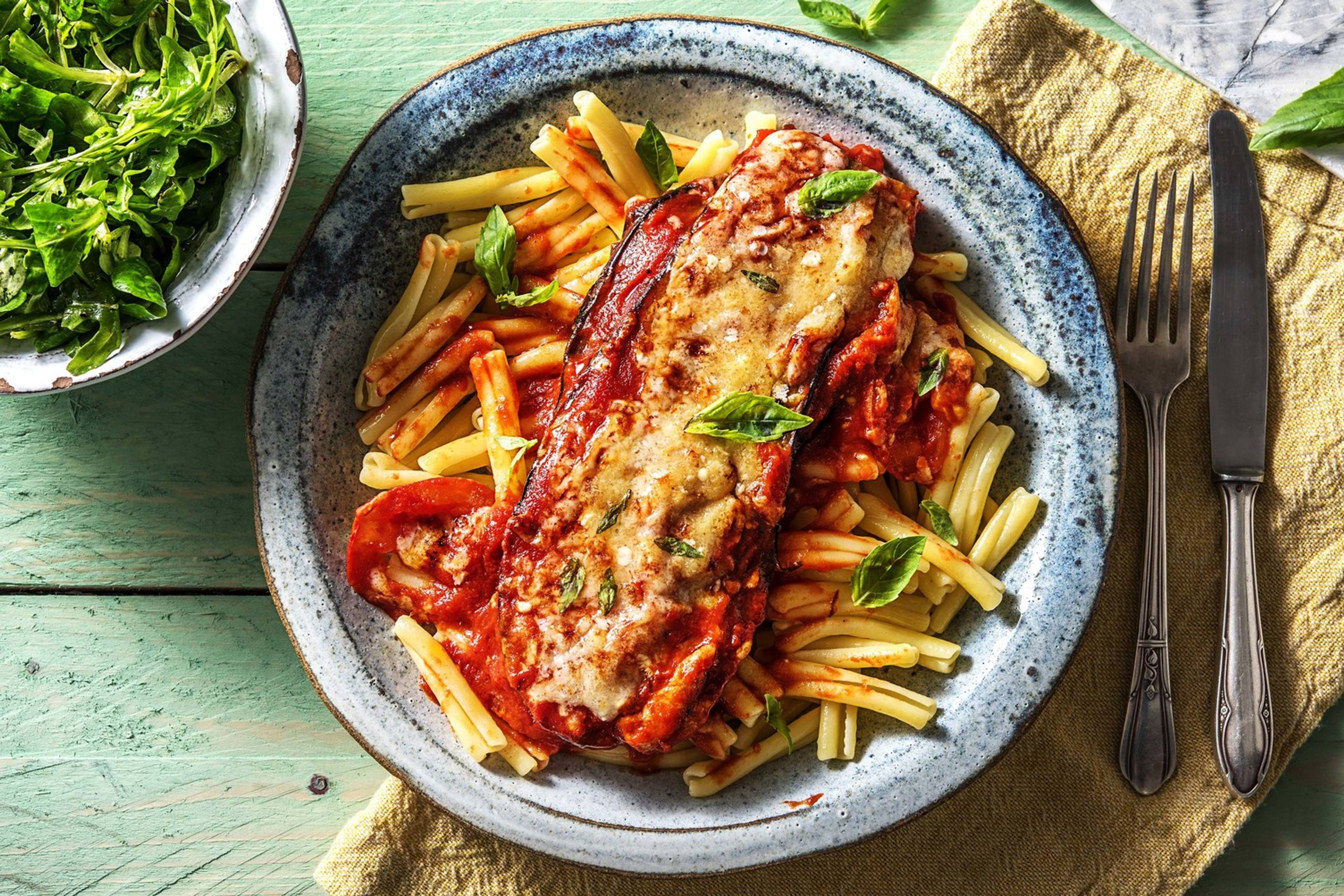 Aubergine au four et casarecce