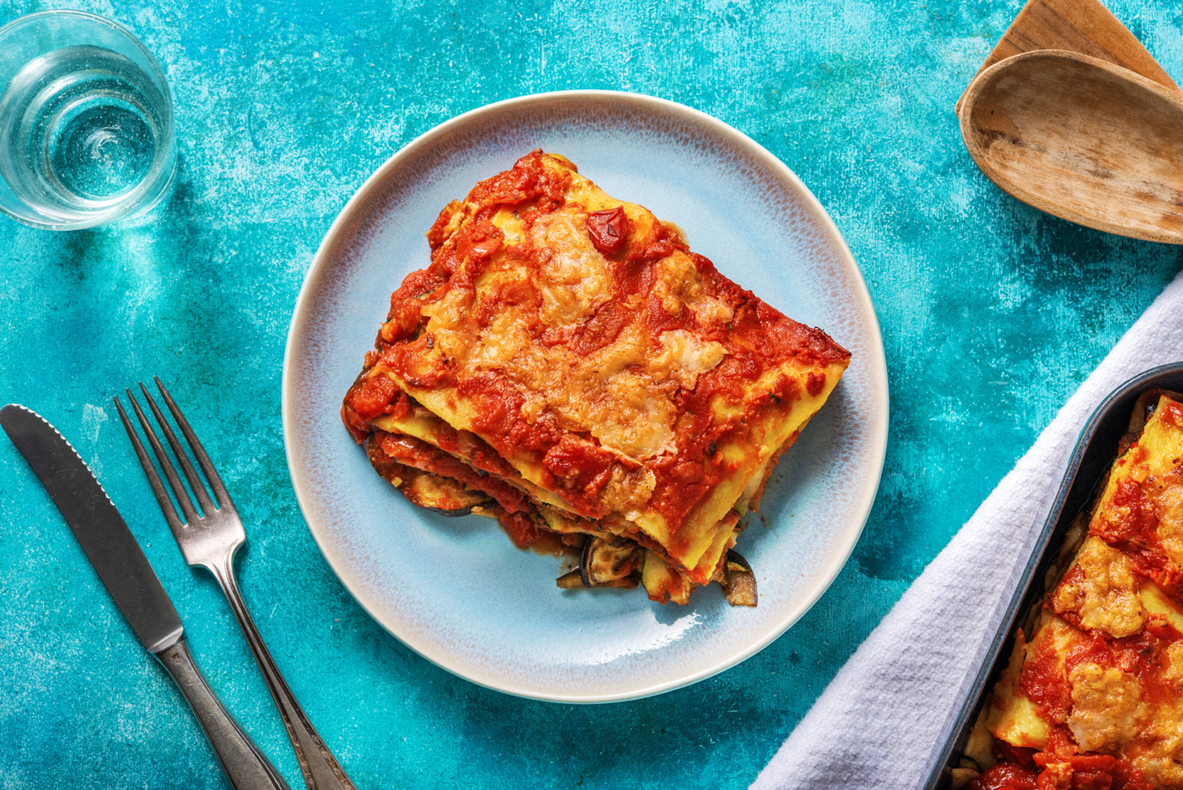 Lasagne met gegrilde groenten en buffelmozzarella