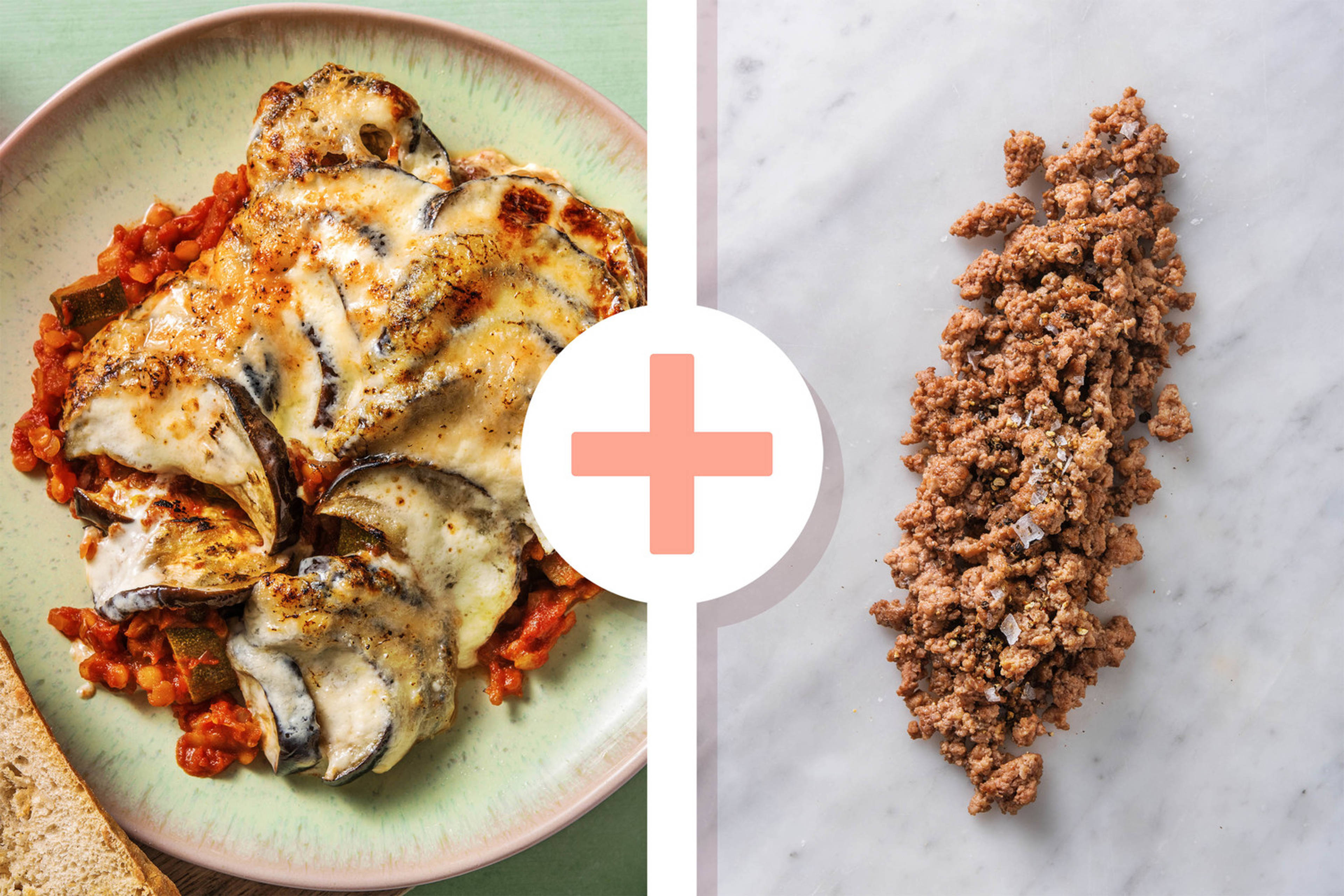 Veggie + protein - Moussaka met rundergehakt als extra