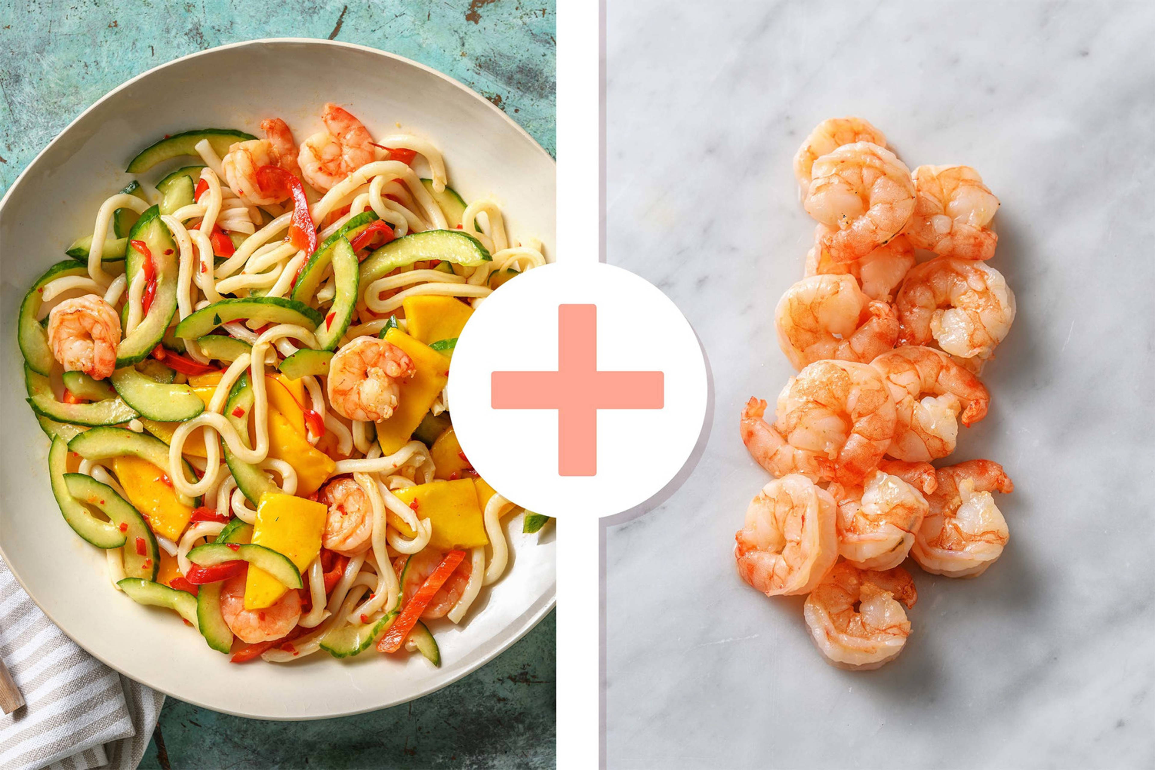 Double protein - Noedelsalade met dubbele portie garnalen