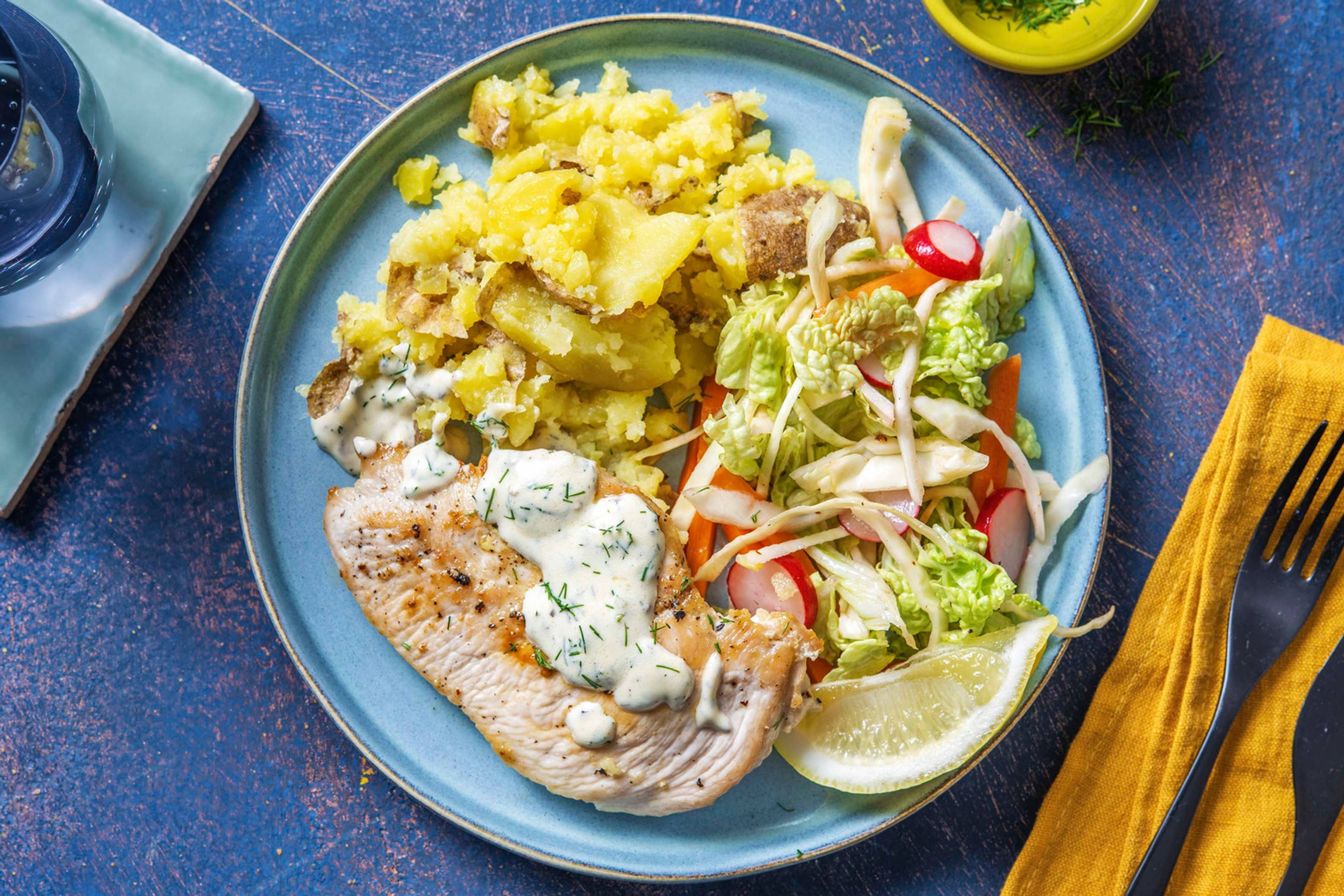 Stekt kyckling med citronpotatis
