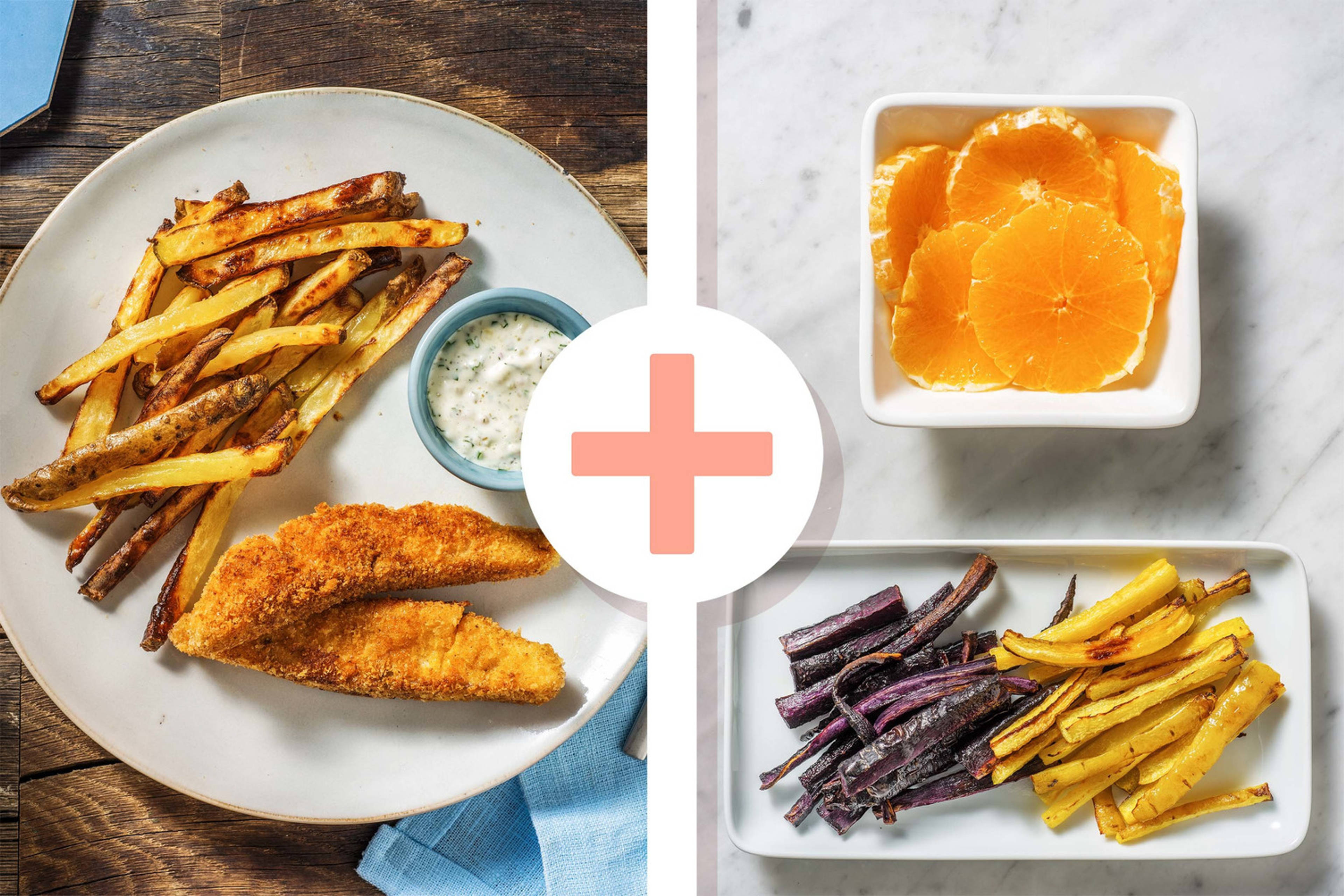 Double veggie - Fish and chips sauce ravigote et salade