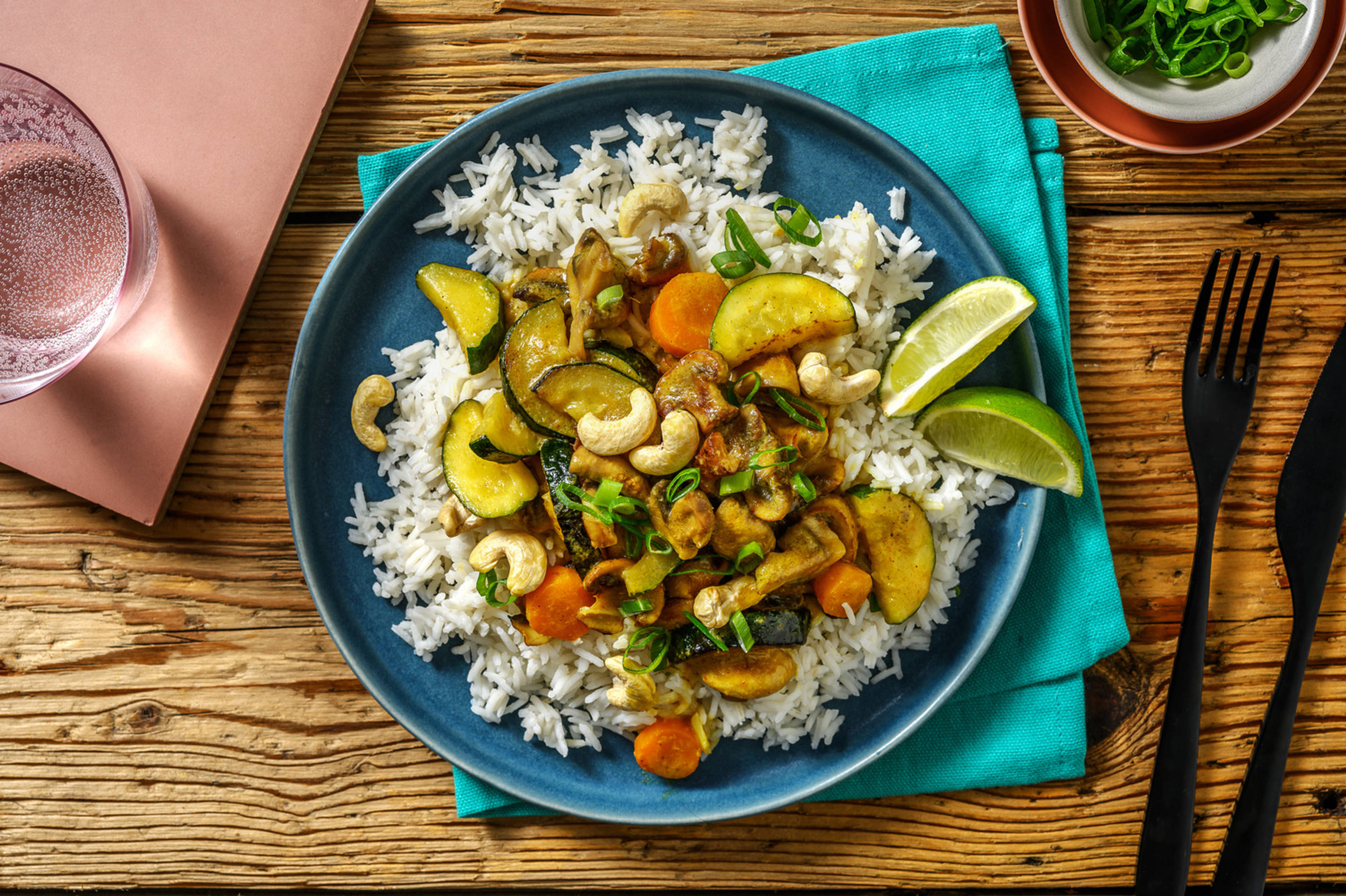 Curry suave de calabacín y champiñones