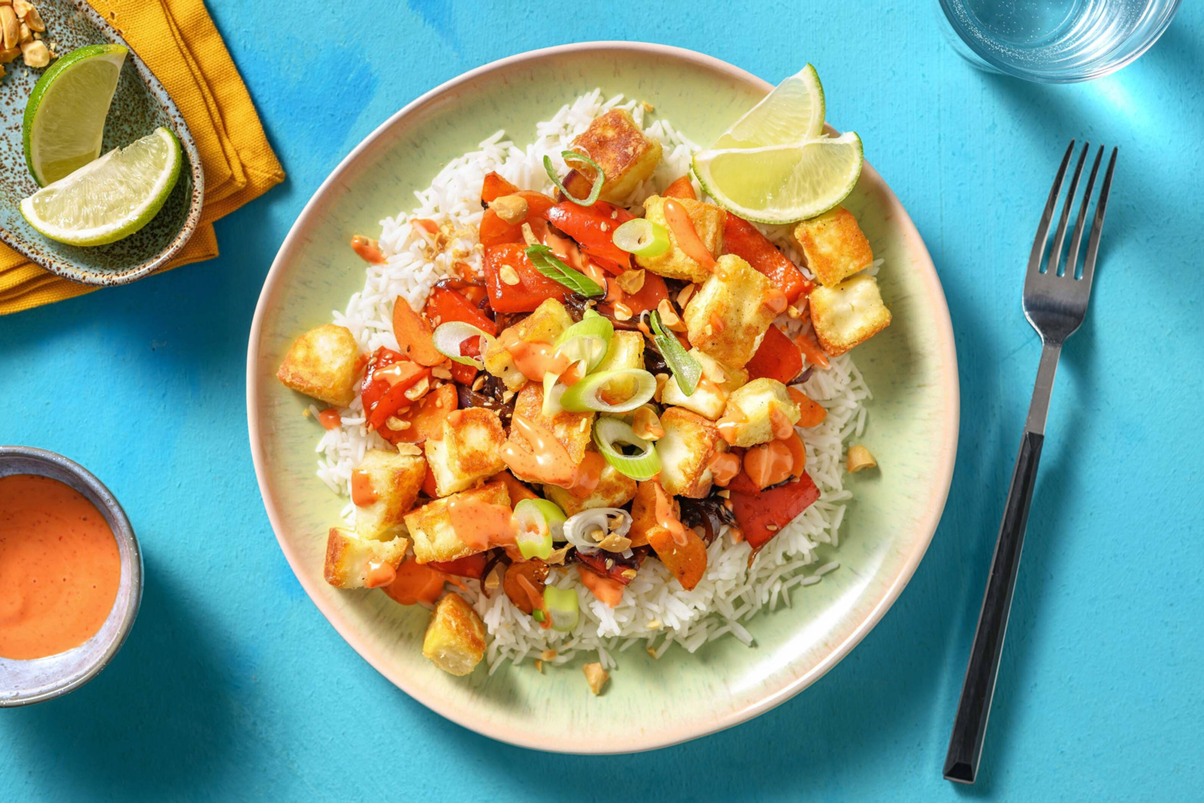 Wokade grönsaker med tofu