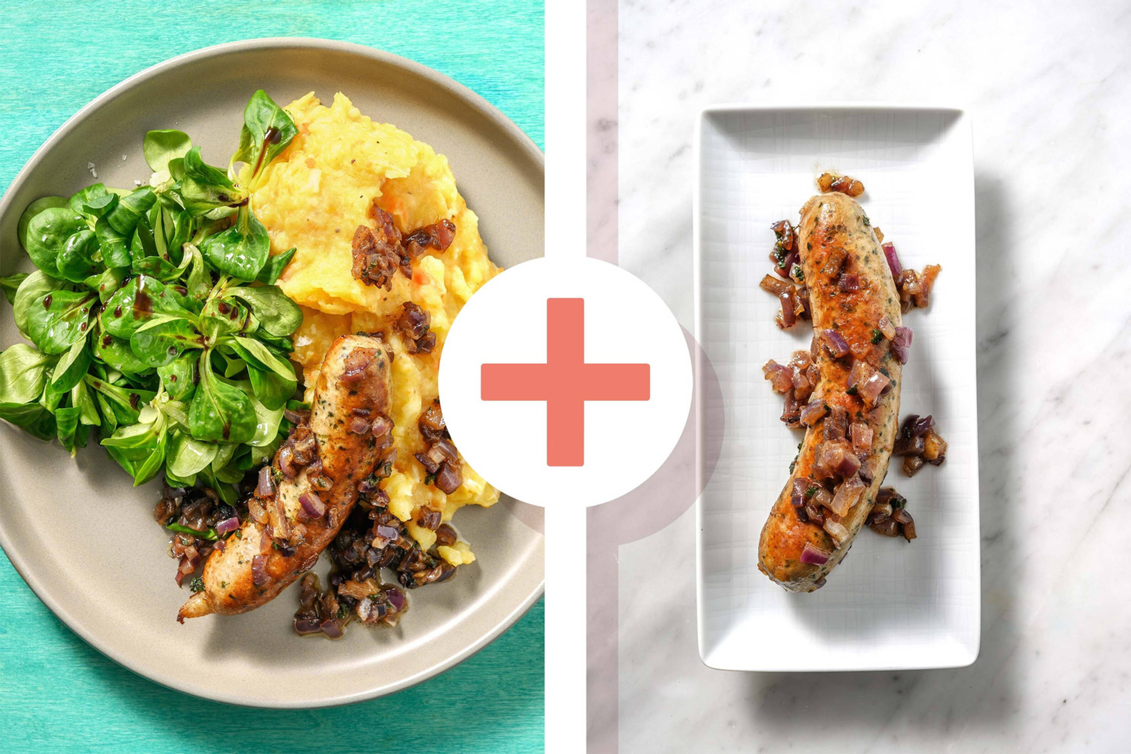 Double protein - Knolselderij-hutspot met dubbele portie varkensworst 
