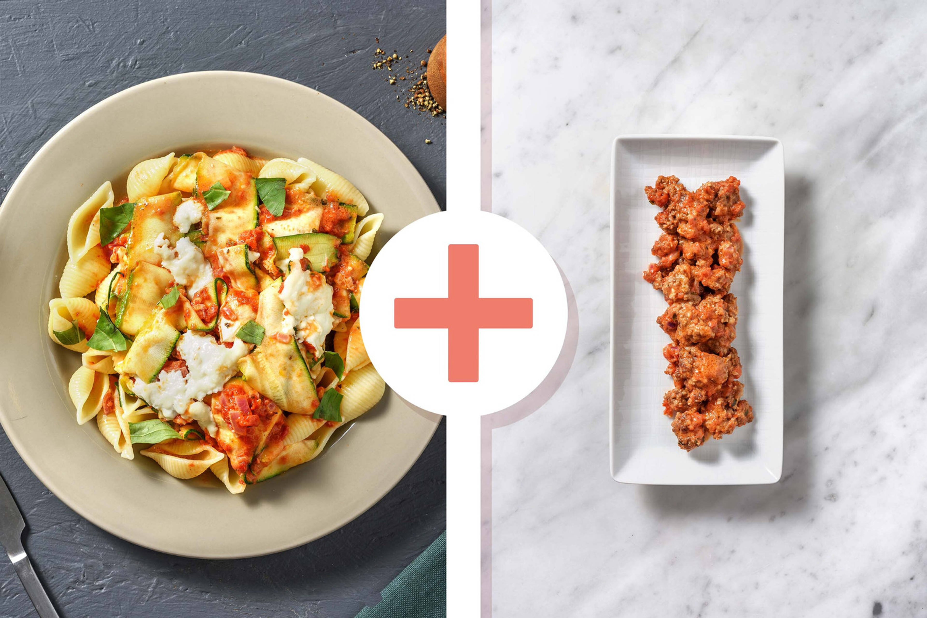 Veggie + protein - Gratin de courgette et viande hachée de bœuf en extra